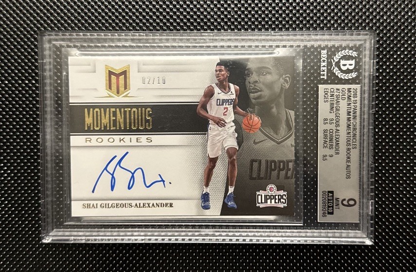 2018 Chronicles Shai Gilgeous-Alexander Momentous Rookie Auto GOLD 2/10 BGS 9/10 2018 Chronicles Shai Gilgeous-Alexander Momentous Rookie Auto GOLD 2/10 BGS 9/10