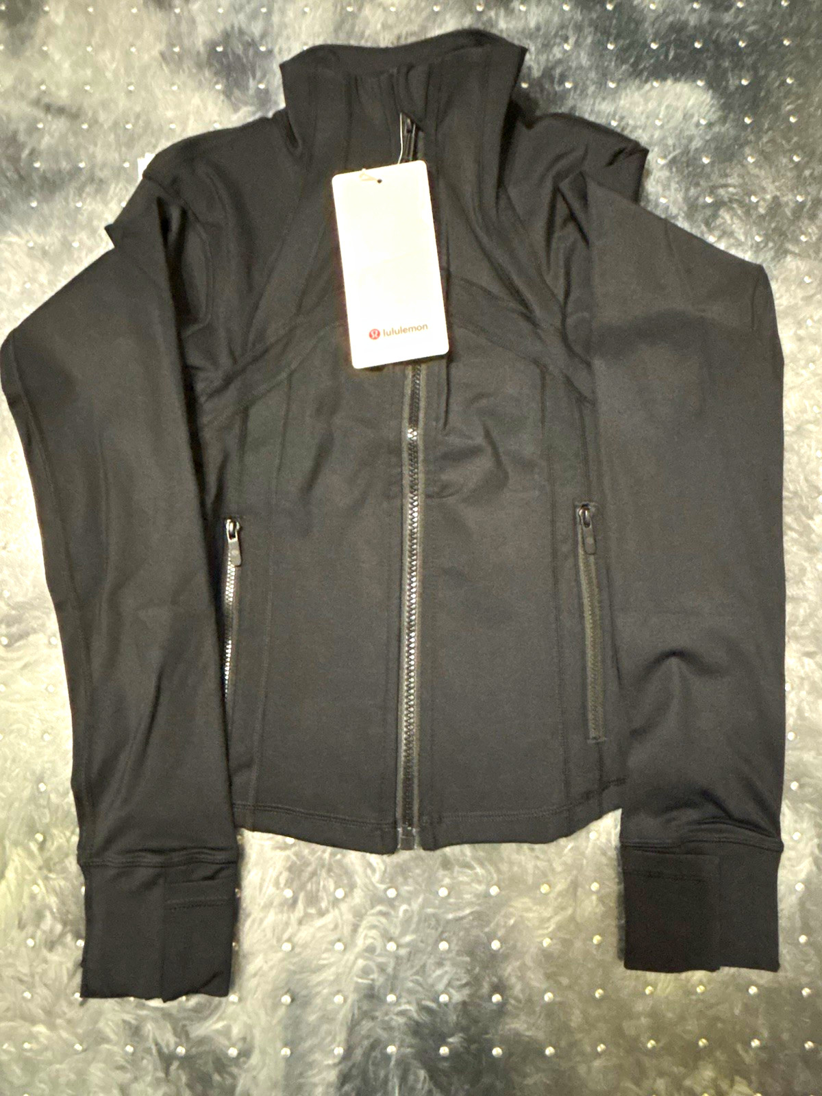 lululemon Define Cropped Jacket Black 4 Long Sleeve Full Zip Zipped Pockets
