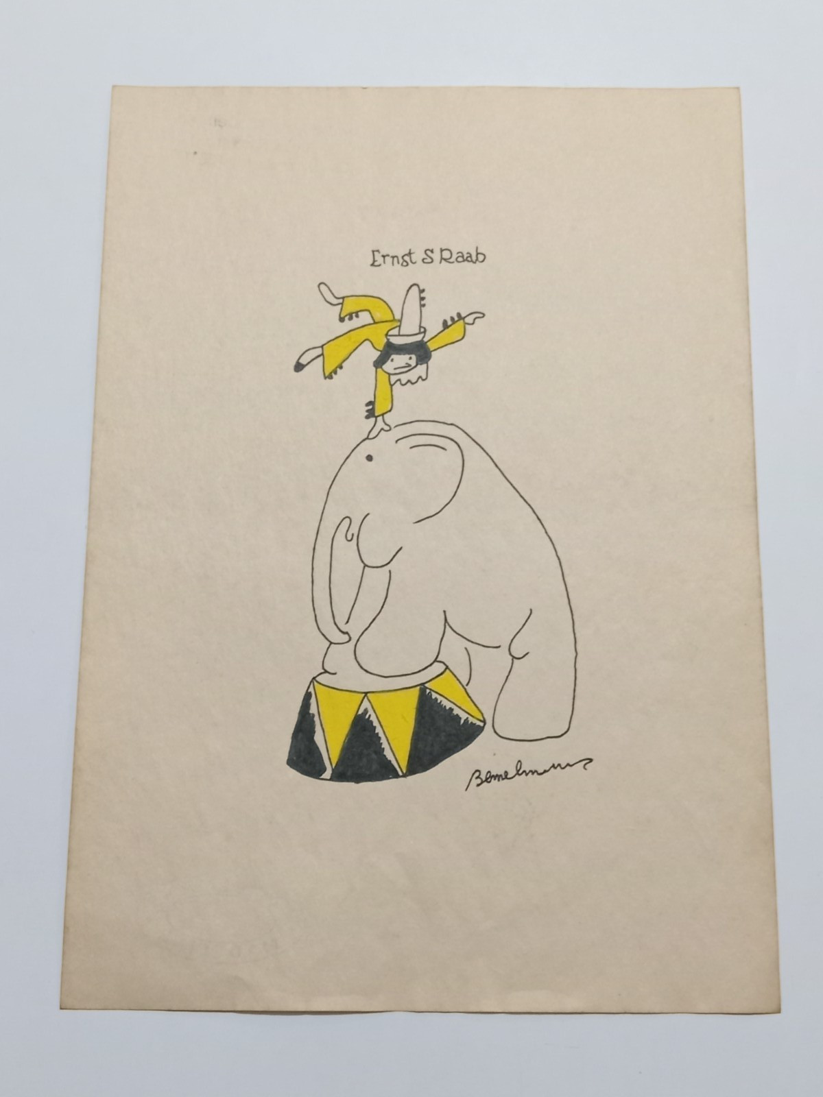 Ludwig Bemelmans Drawing on paper (Handmade) signed and stamped mixed media.