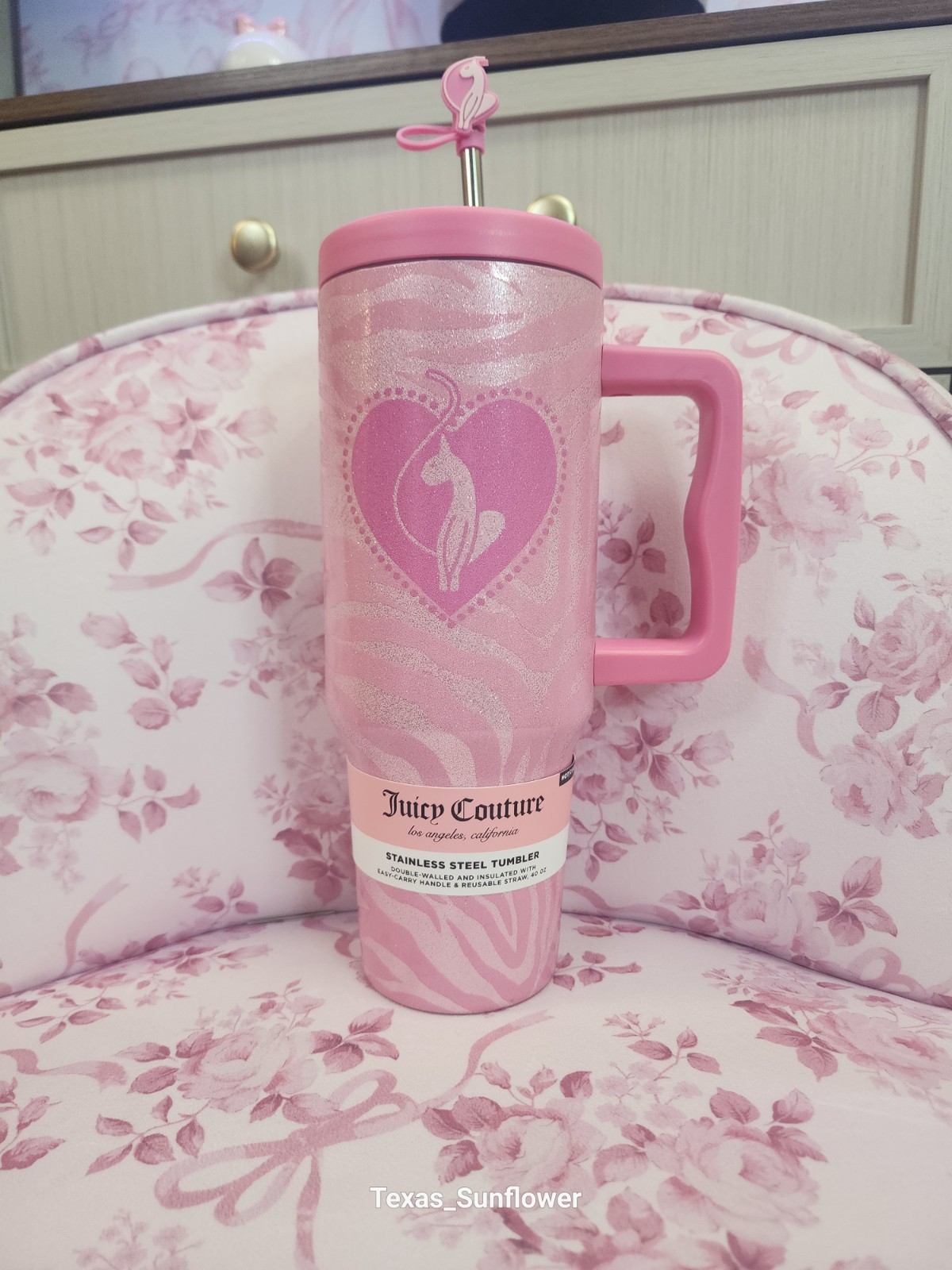Juicy Couture x Baby Phat Pink Zebra-Print W/ Heart 40 oz Tumbler NEW