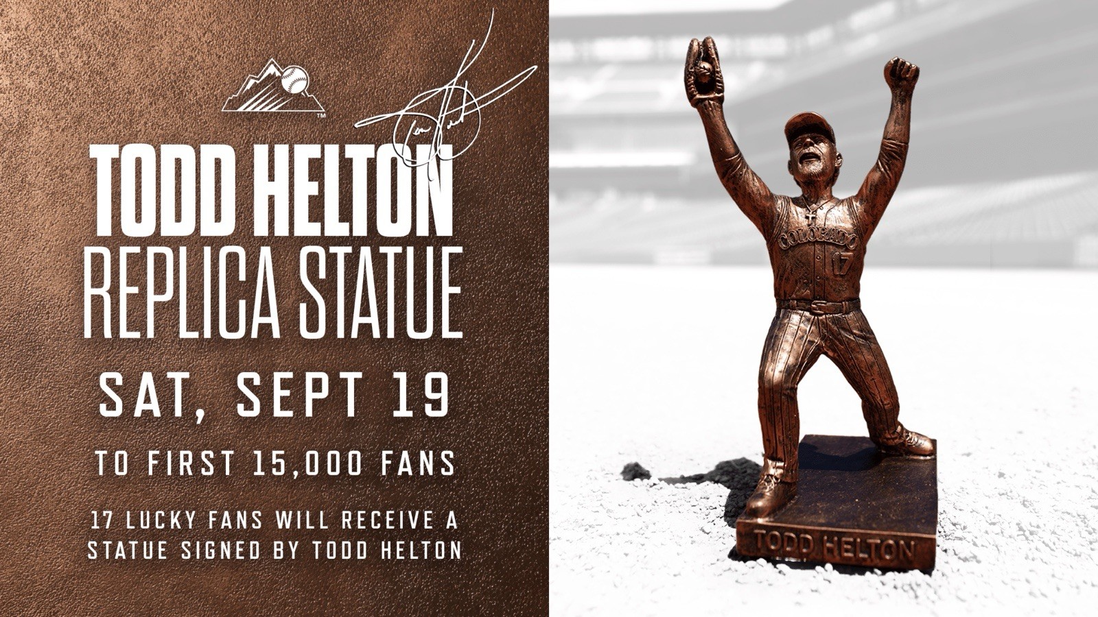 TODD HELTON COLORADO ROCKIES #17 BRONZE FIGURINE REPLICA STATUE SGA