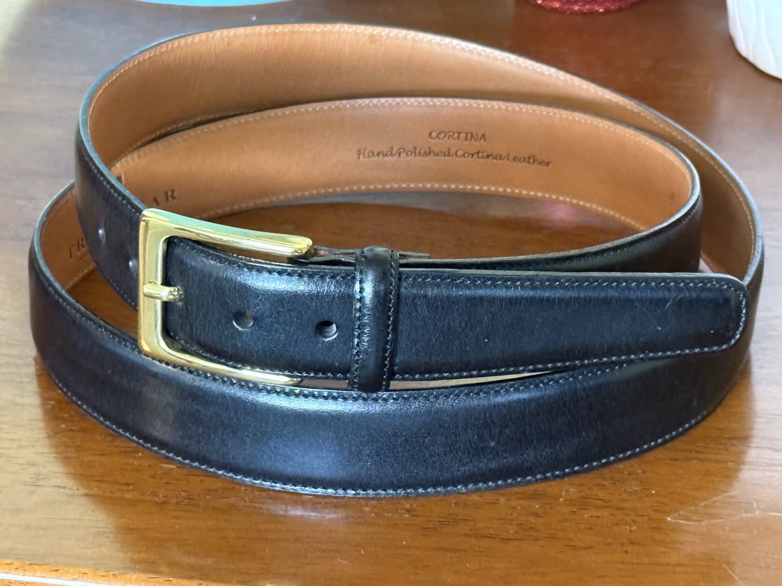 Trafalgar Cortina Men\'s Size 40 Black Hand Polished Leather Made USA Dress Belt Trafalgar Cortina Men\'s Size 40 Black Hand Polished Leather Made USA Dress Belt