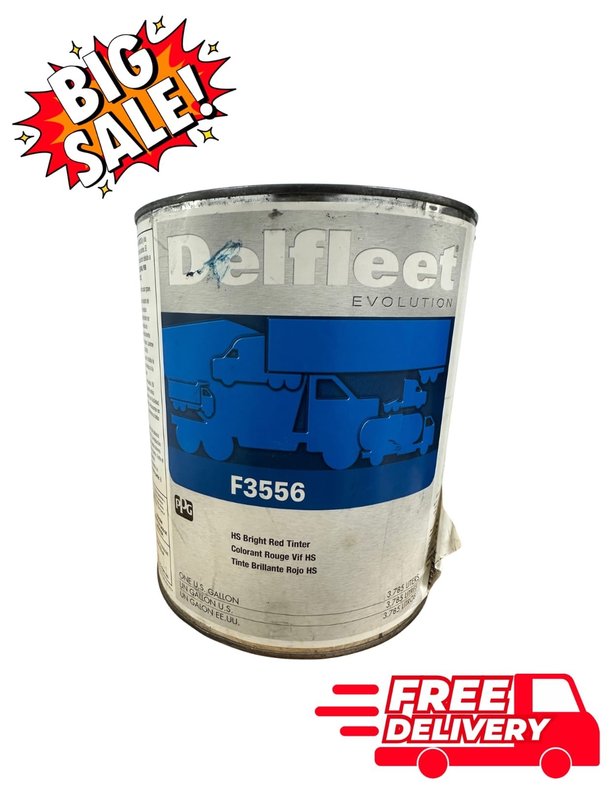 🔥 PPG Delfleet Evolution F3556 HS Bright Red Tinter 1 Gallon 🎨 🔥 PPG Delfleet Evolution F3556 HS Bright Red Tinter 1 Gallon 🎨