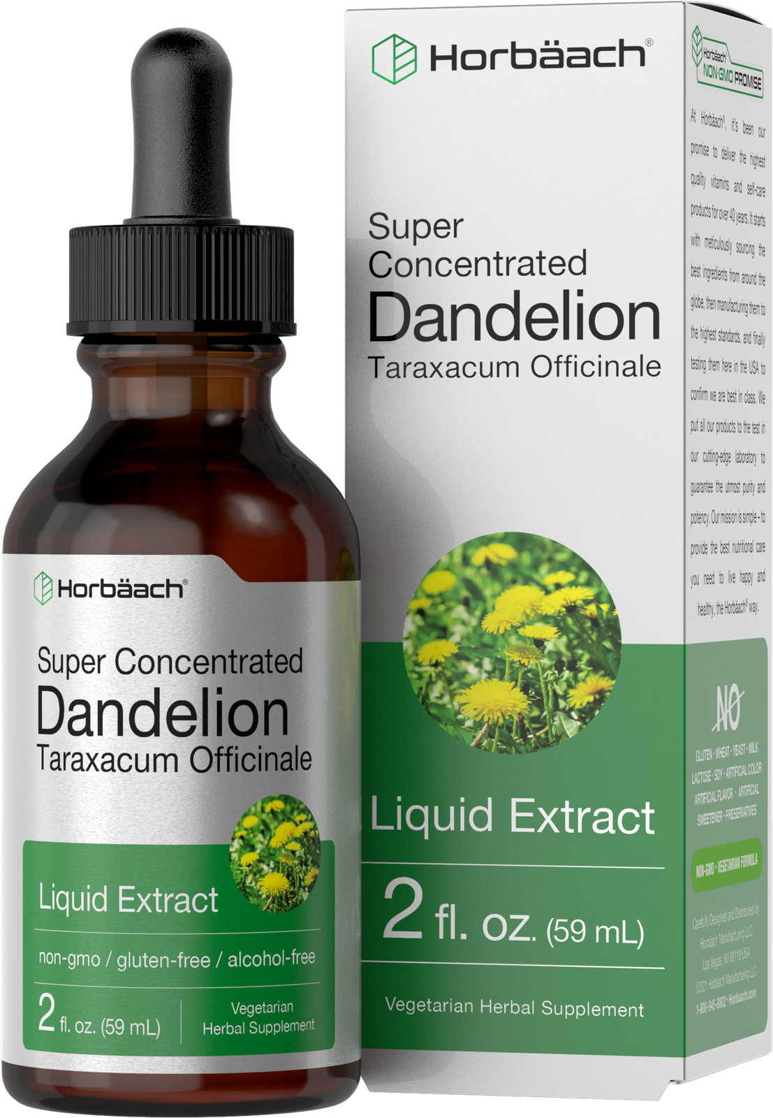 Dandelion Root Extract | 2 fl oz | Alcohol Free | Vegetarian | by Horbaach