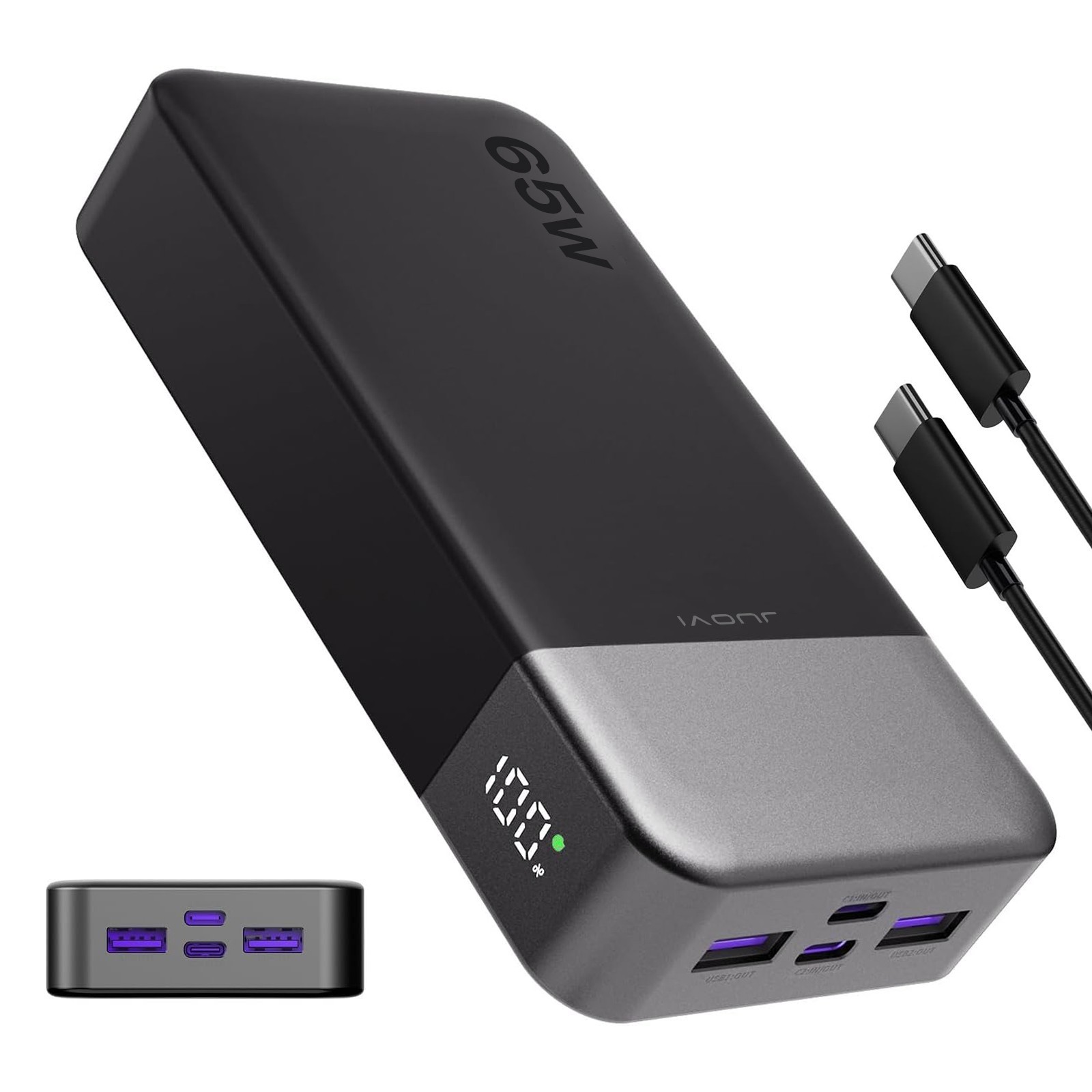 JUOVI Power Bank 20000mAh 65W Fast Charging Portable External Battery Backup PD