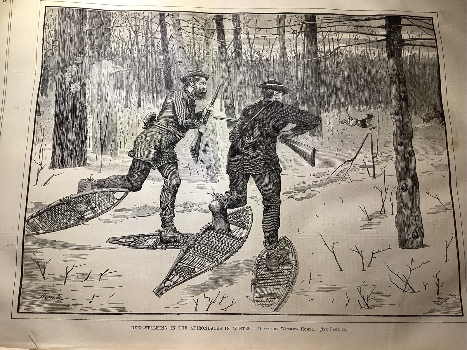 1871 RARE EVERY SATURDAY NEWSPAPER ~ WINSLOW HOMER “DEER STALKING IN ADIRONDACKS