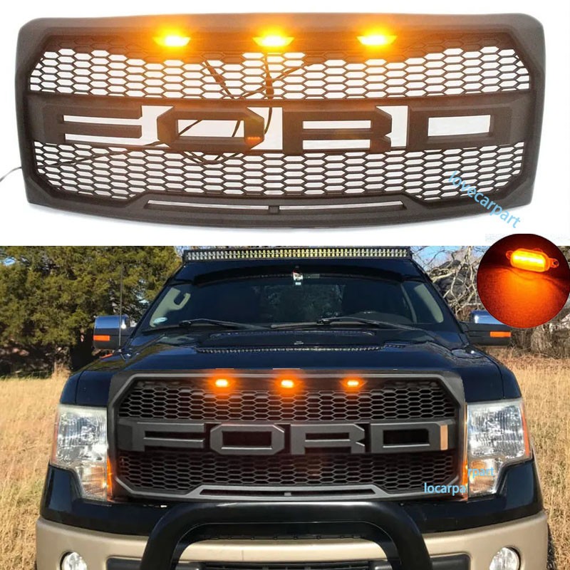 For Ford F150 Grill 2009 2010 2011 12 2013 2014 Upgrde Mesh Grille w/LED Black