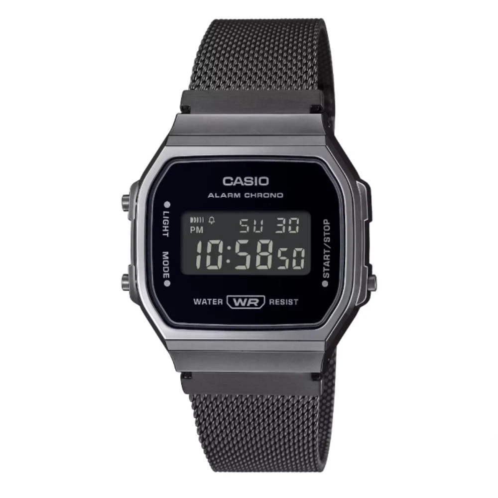 Casio A168WEMB-1B Vintage Black Digital Mesh Bracelet Men's Watch New
