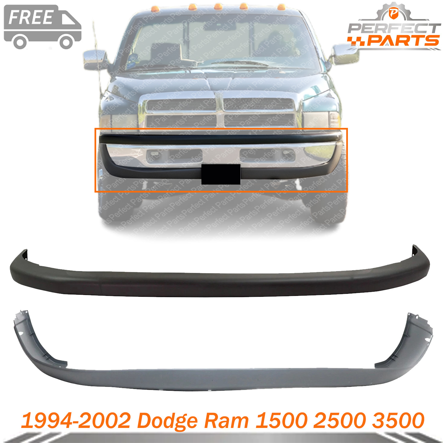 New Front Upper Lower Bumper Fascia For 1994-2001 Dodge Ram 1500  2500