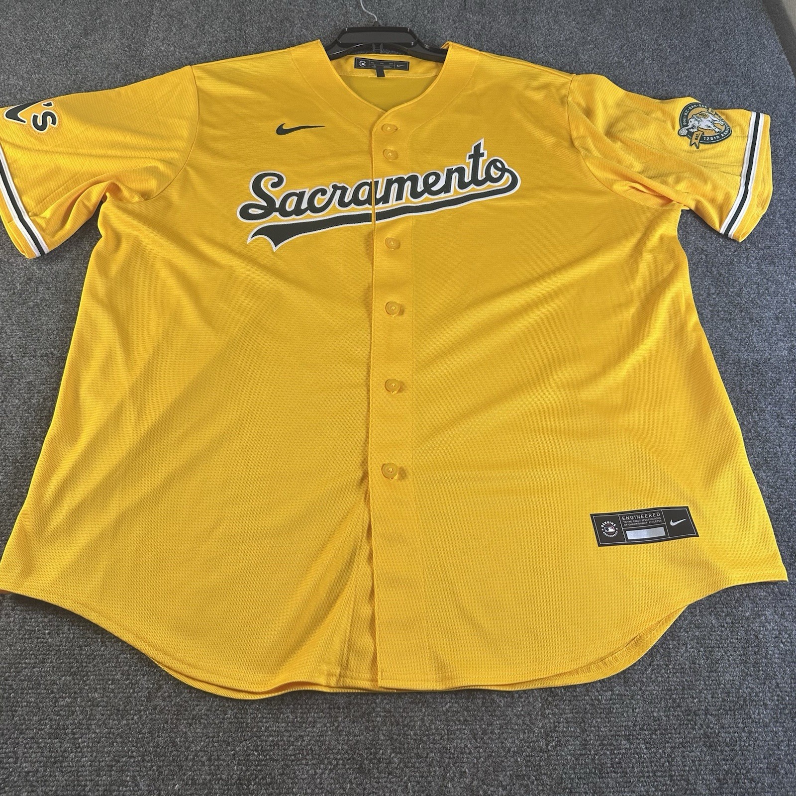 Nike Nick Kurtz Sacramento Athletics Jersey Mens 2XL Gold MLB 125th Anniversary