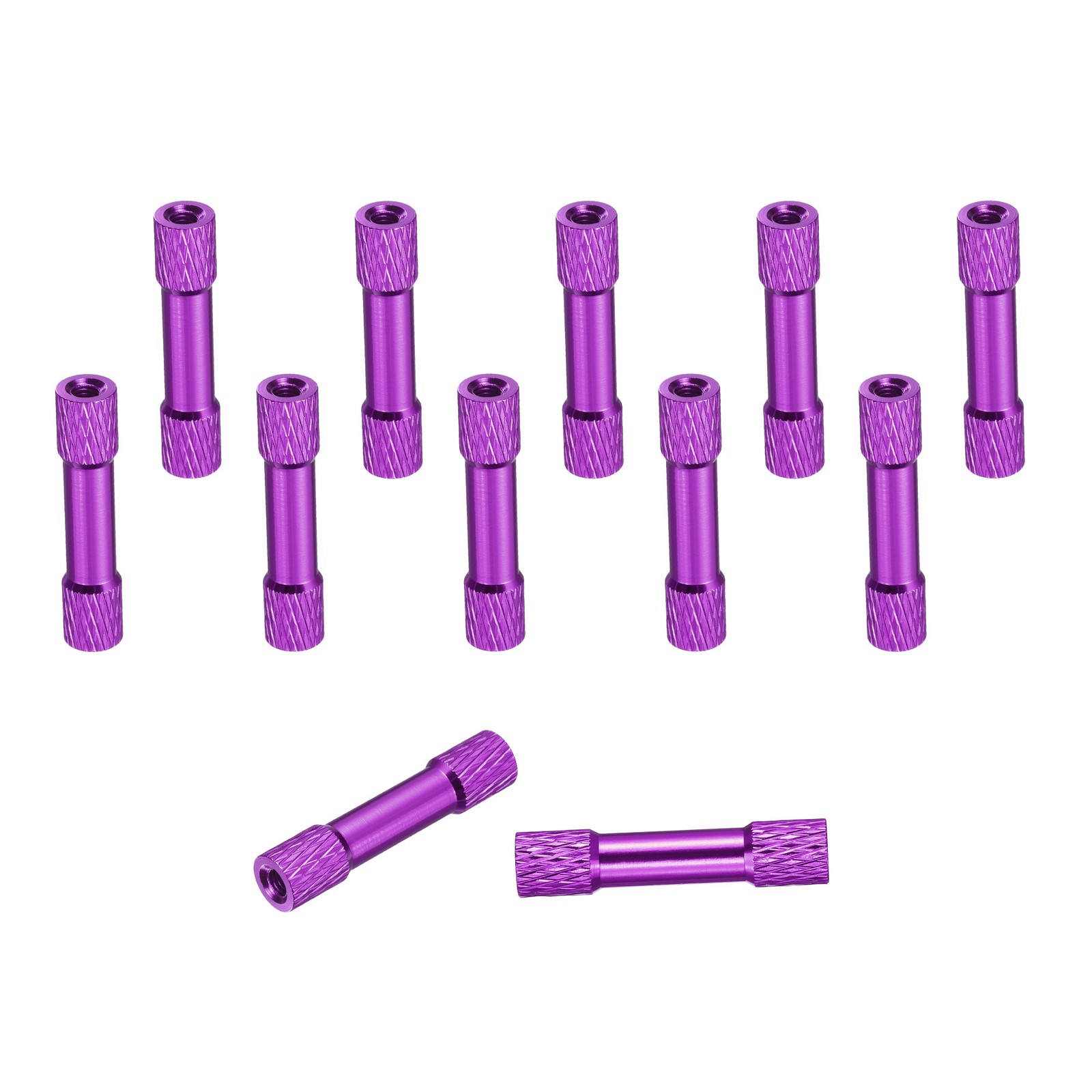 12 Pcs M3 x 28mm Knurled Aluminum Standoff Spacer Column Purple