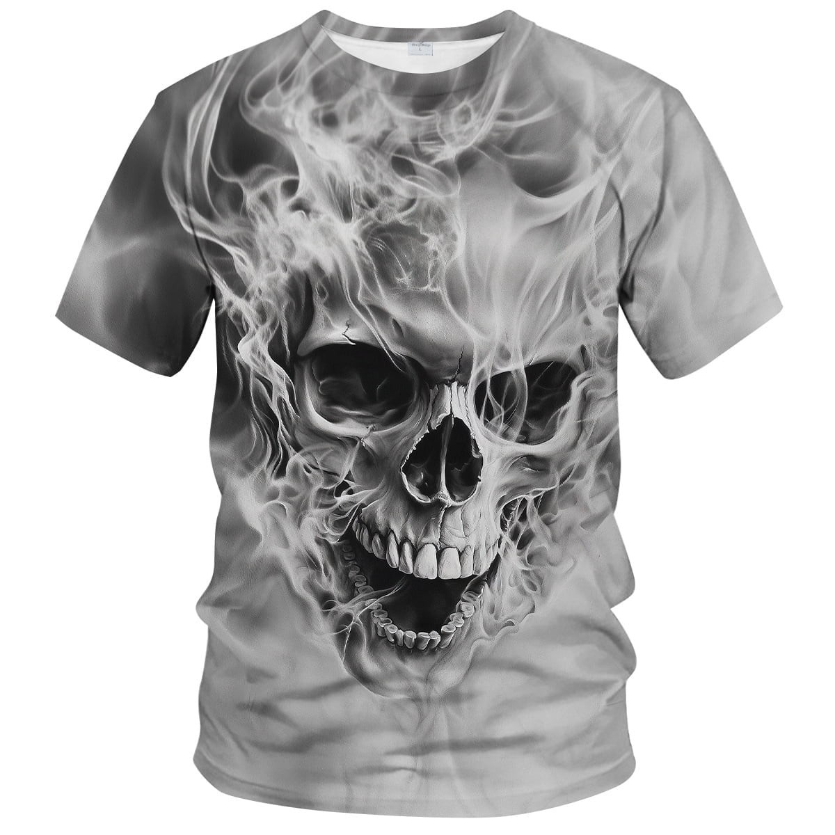 Skull Graphic Black Short Sleeve Crew Neck Tee Cool Skeleton  t-shirt S-5XL