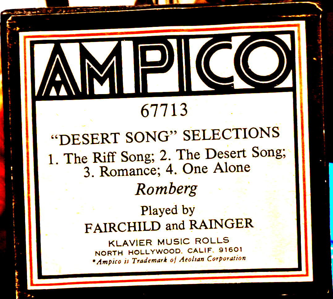 AMPICO Recut DESERT SONG SELECTIONS 67713 Player Piano Roll