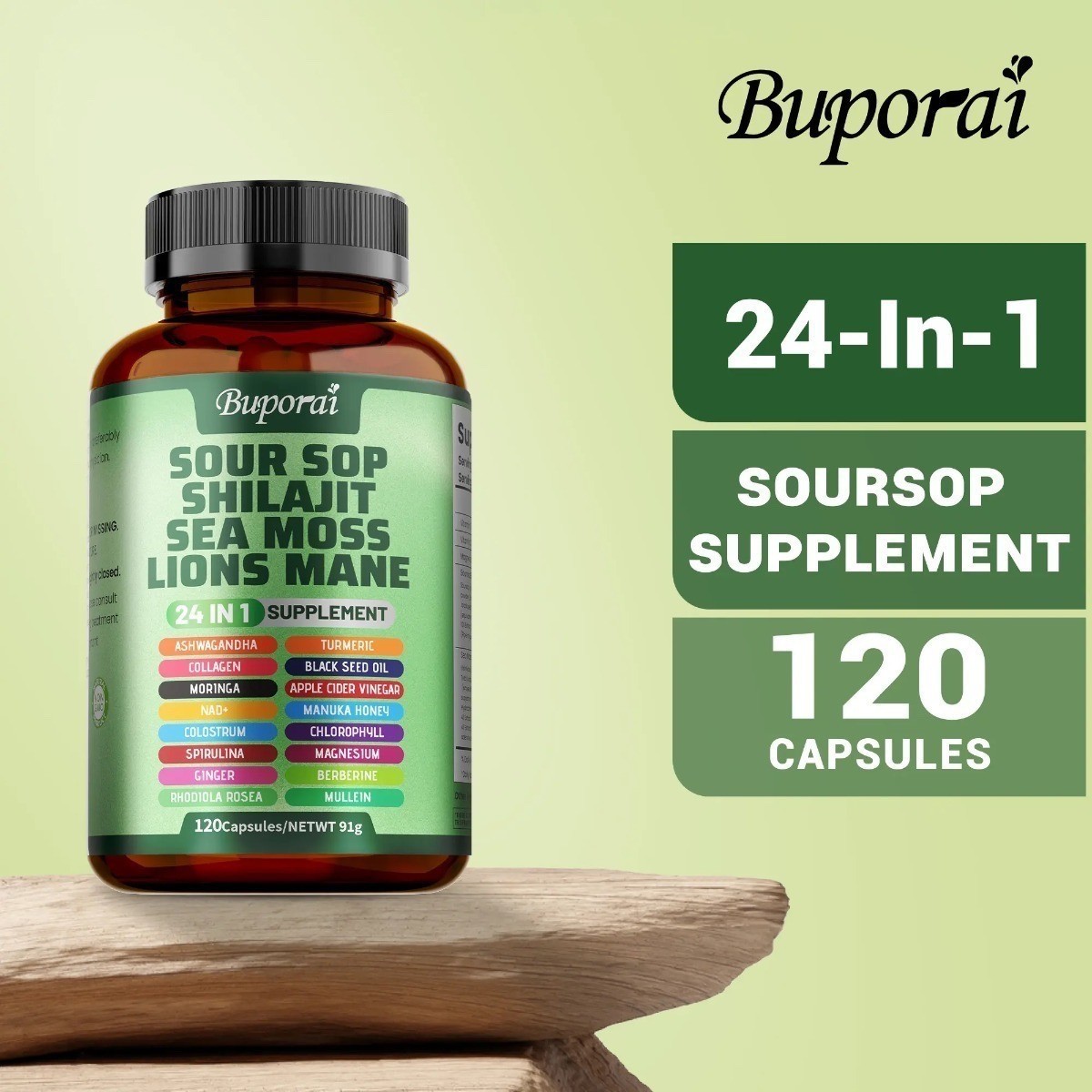 24-in-1 Soursop | Sea Moss Lion Mane Support Skin Joint & Immune Health