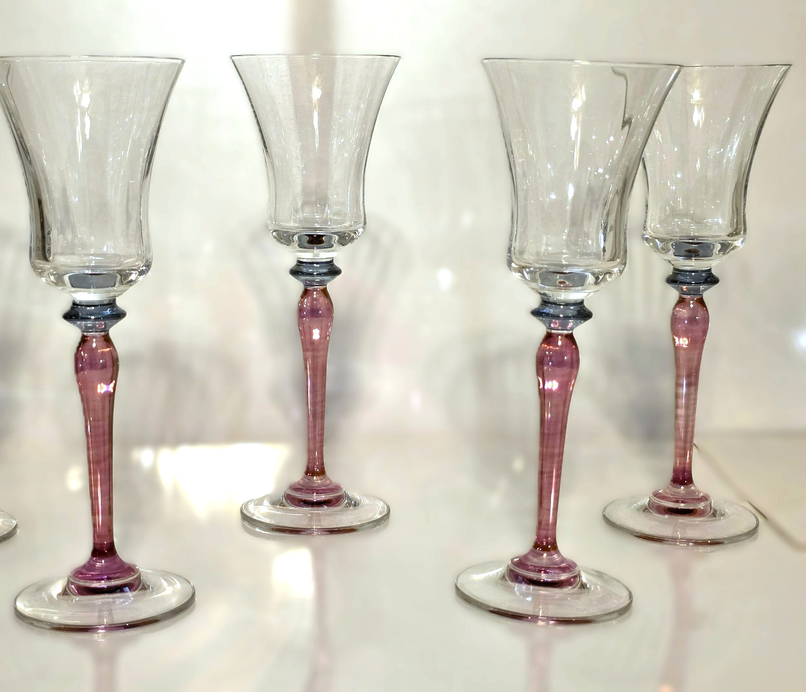 Vintage Mikasa Crystal Jamestown Ruby Wine Glasses Set of 4 - 8.75\