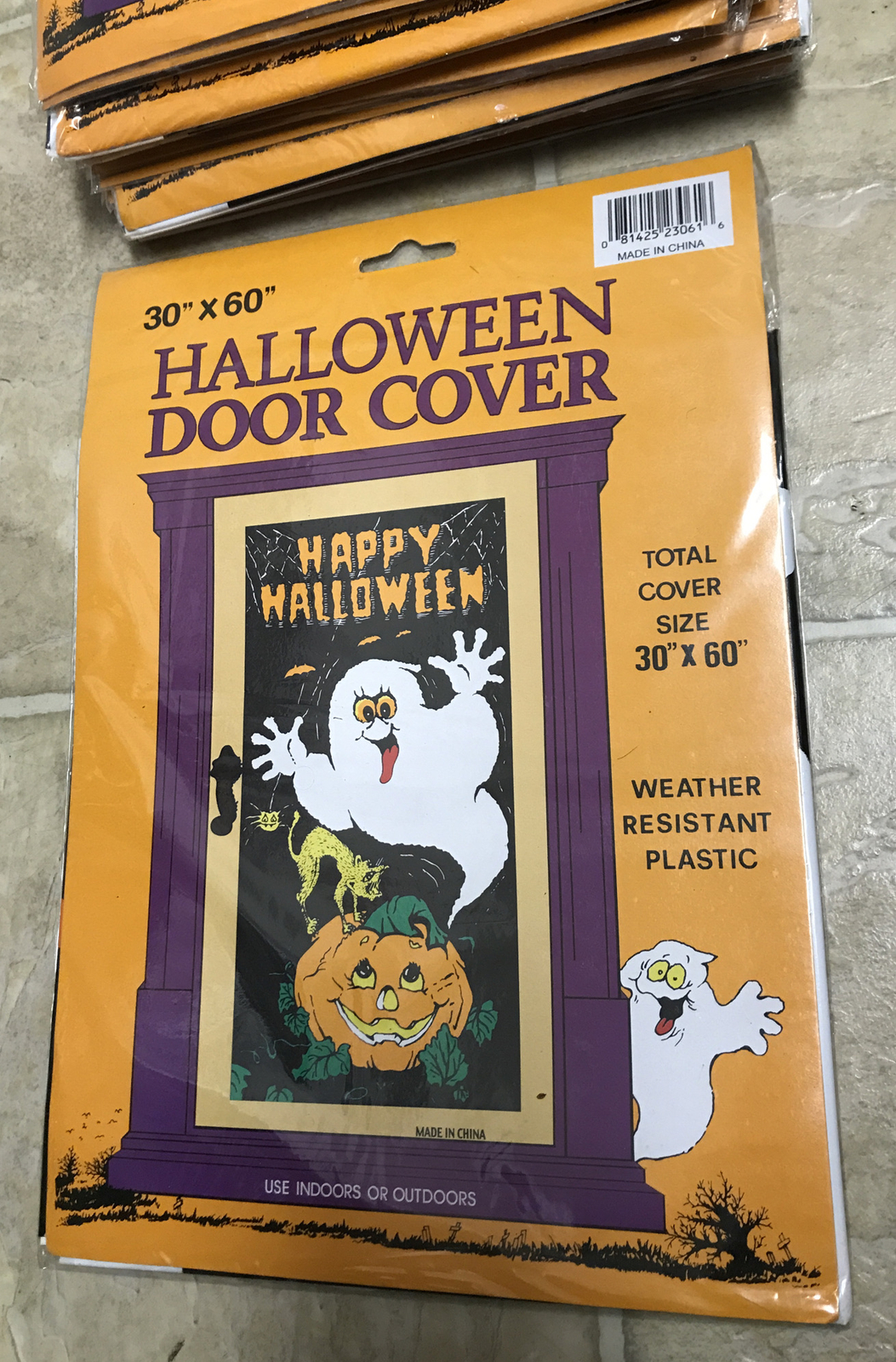 Vintage 1990’s Halloween Ghost Pumpkin 30” X 60” Plastic Door Cover Vintage 1990’s Halloween Ghost Pumpkin 30” X 60” Plastic Door Cover