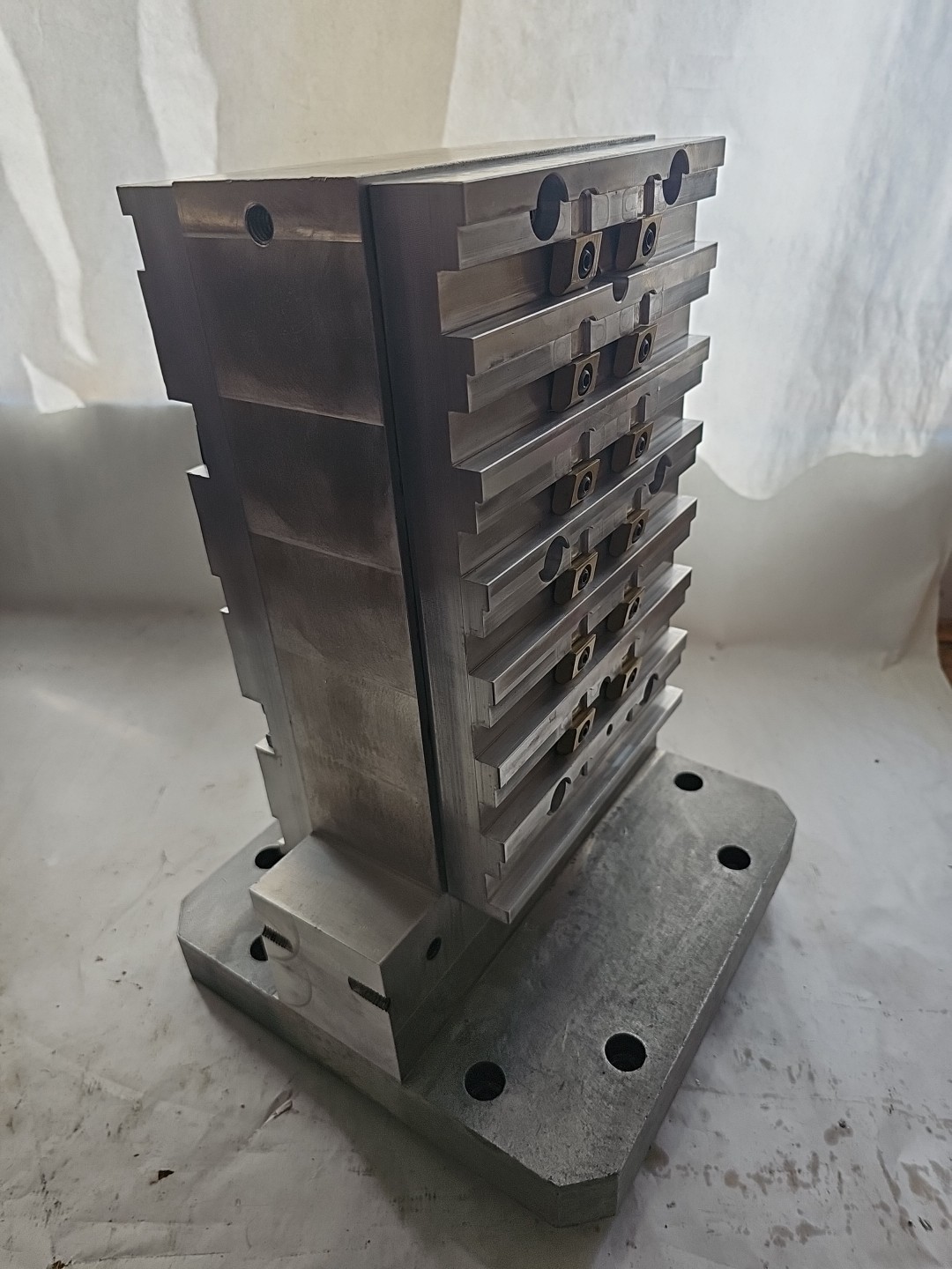 Aluminum CNC Tombstone Fixture 2-Sided w/ Sub Plates & Toe Clamps 15.25” 