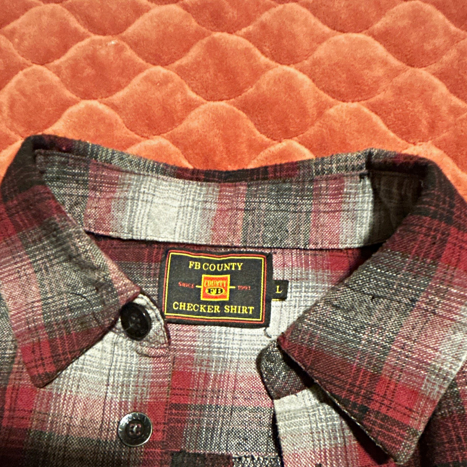 FB County Checker Shirt Men’s Large Red Gray Plaid Flannel Long Sleeve 90s Style FB County Checker Shirt Men’s Large Red Gray Plaid Flannel Long Sleeve 90s Style