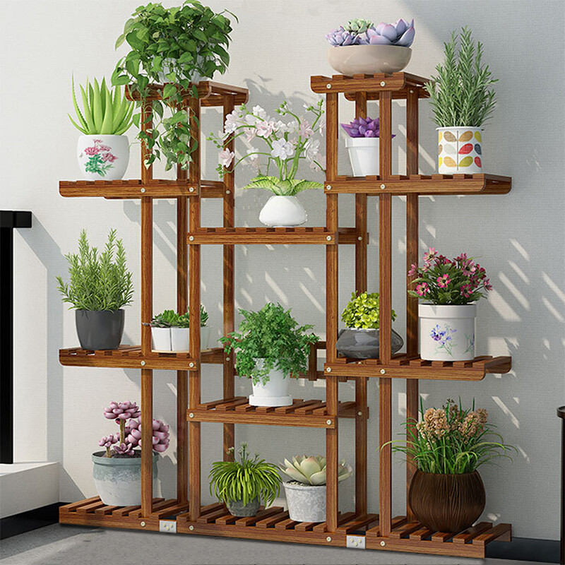 Metal/Wooden Multi Tiered Plant Pot Stand Flowers Greener Indoor Outdoor Display
