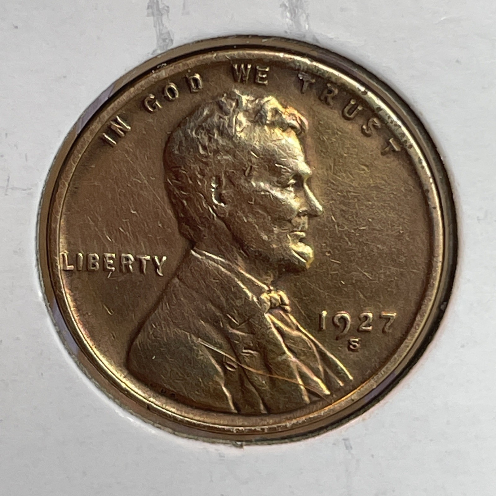 1927 S Lincoln Wheat Cent  - lot AU2