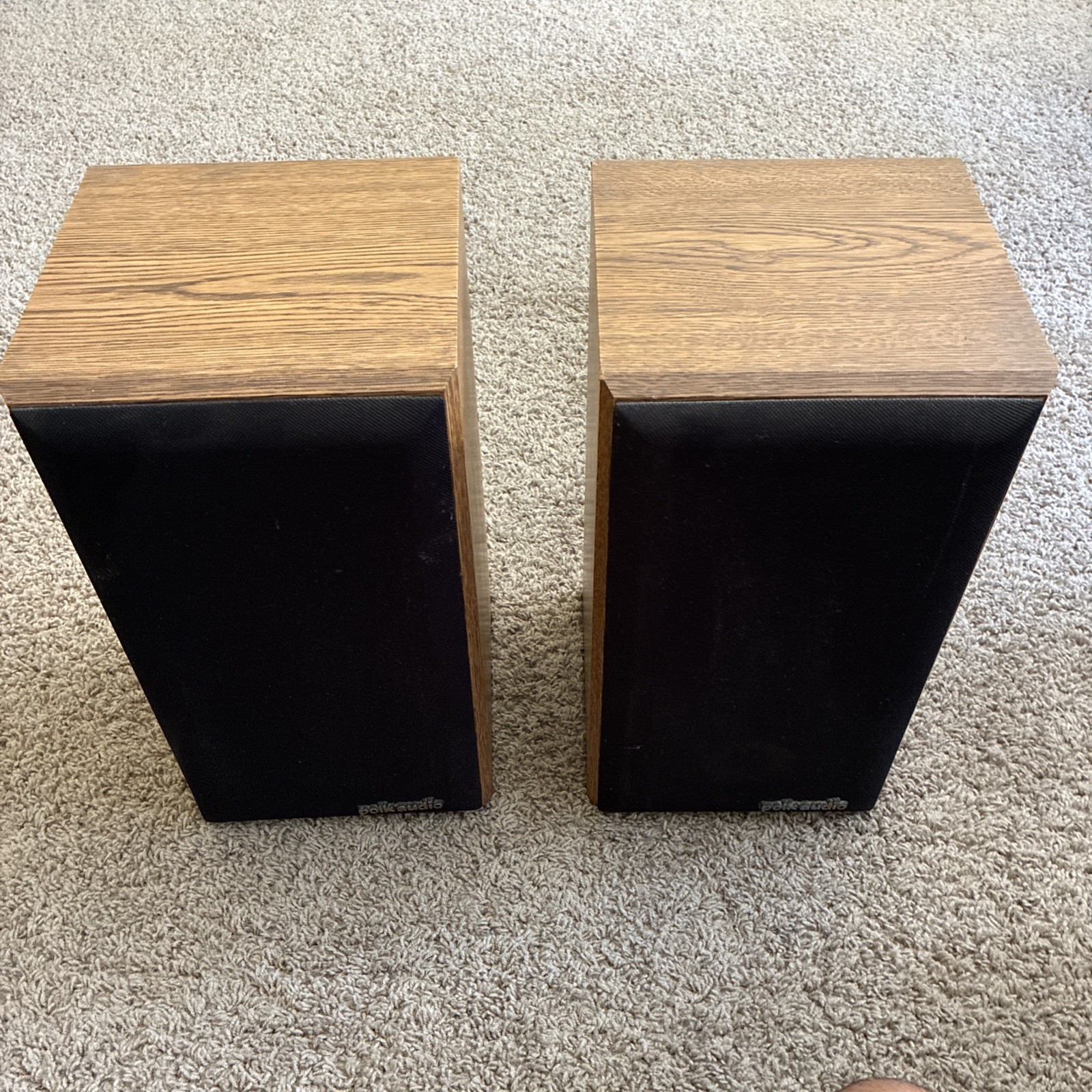 Vintage Polk Audio Monitor Series Bookshelf Speakers Pair Oak Woodgrain Tested