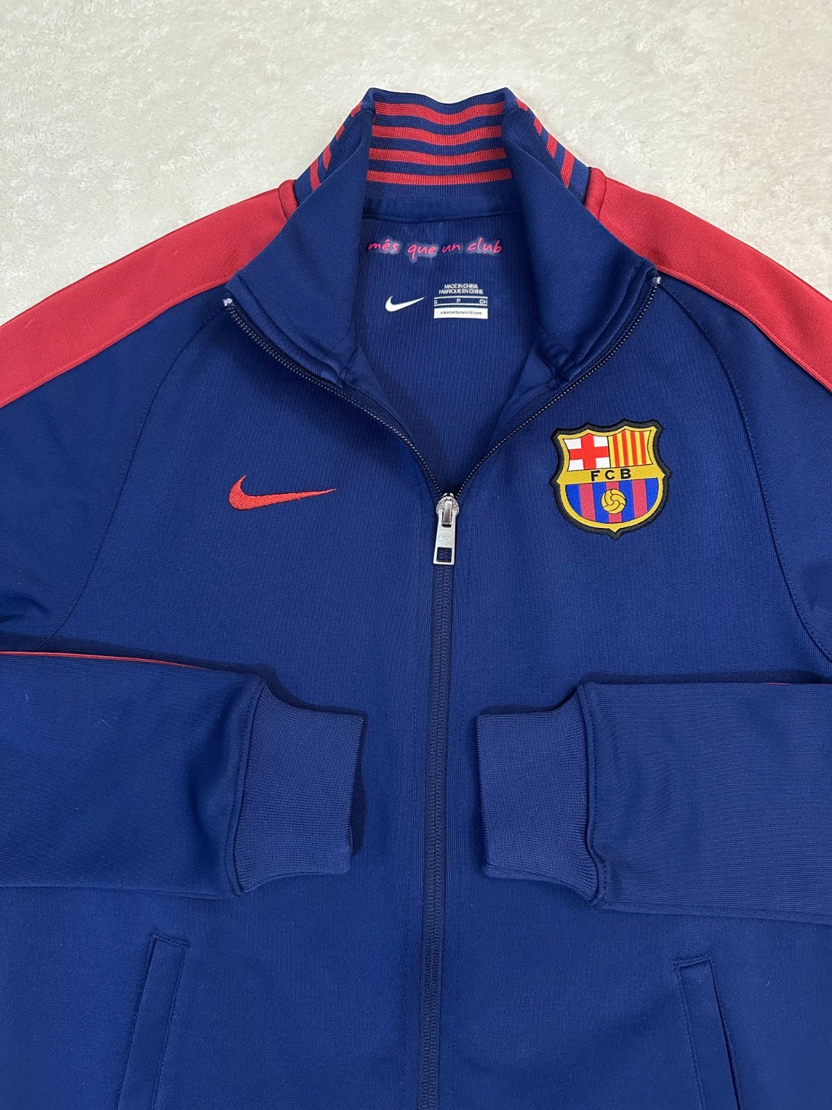 Vintage 2010s Y2K 2015 Nike FC Barcelona Football Team Zip Up Track Jacket S NEW