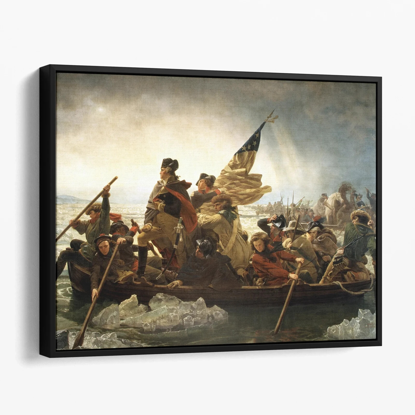 Washington Crossing The Delaware Painting America History Canvas Print Wall Art
