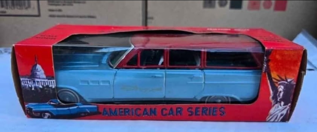 Vintage 1960's Japan Tin Friction Drive Buick Estate Station Wagon by Bandai
