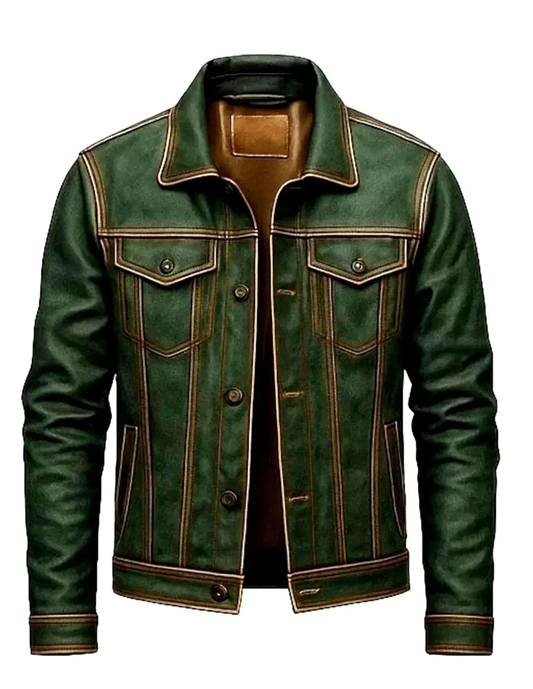 Vintage Men’s Green Trucker Jacket Western Style Motorcycle Jacket Vintage Men’s Green Trucker Jacket Western Style Motorcycle Jacket