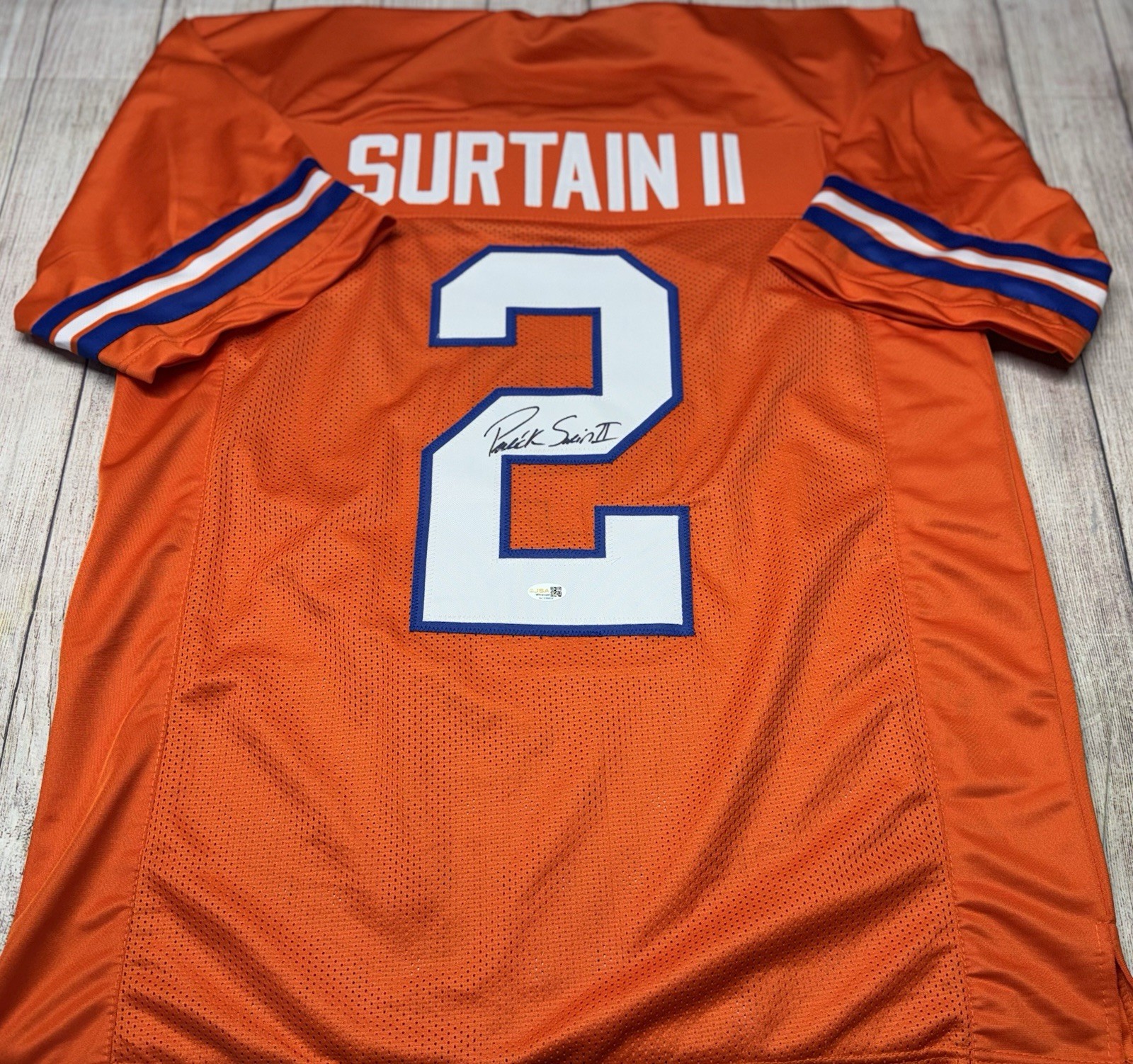 DENVER BRONCOS PATRICK SURTAIN II SIGNED ORANGE TB CUSTOM JERSEY W/JSA COA