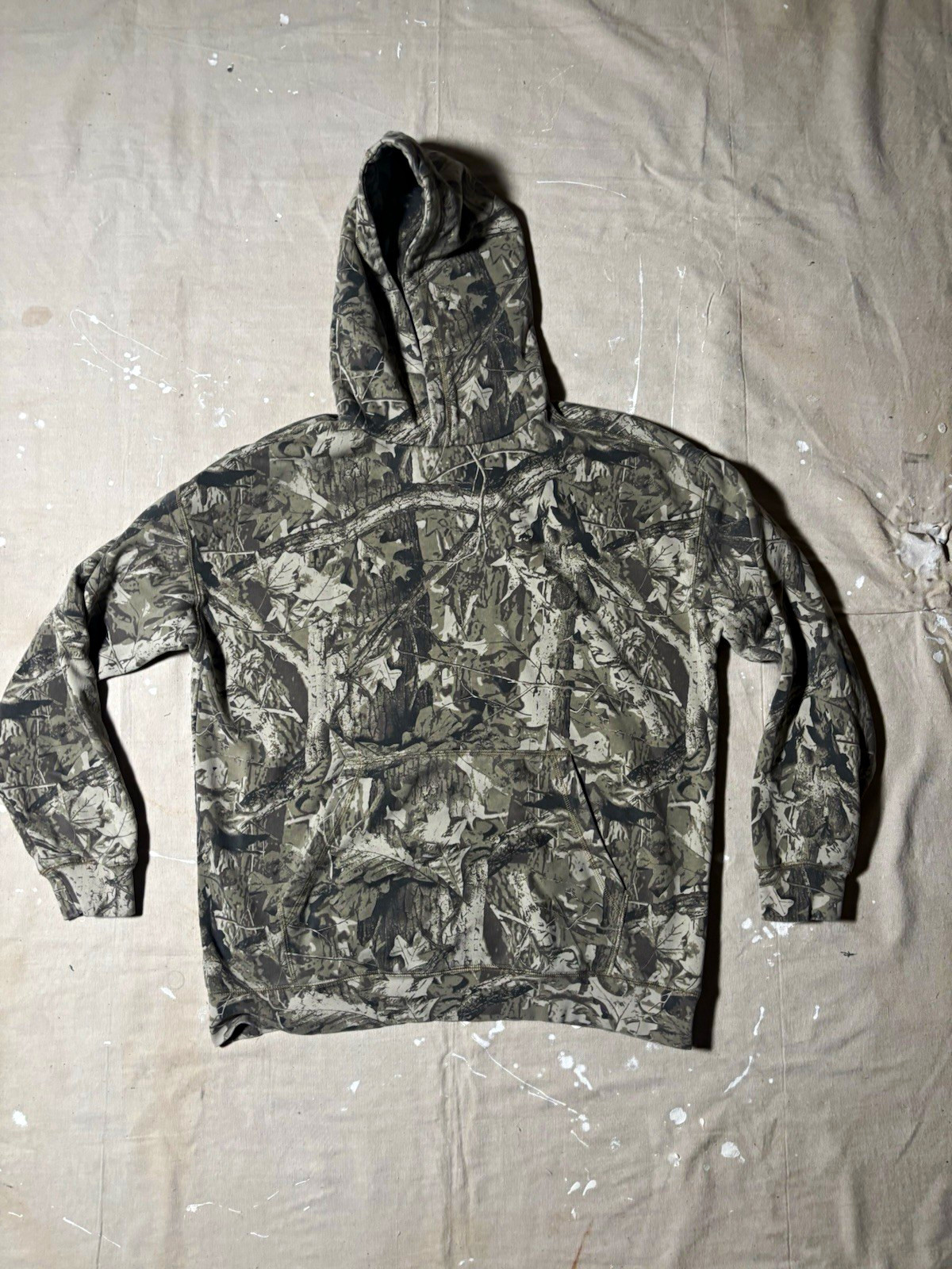 CSG Men’s Pullover Hoodie Gray Camouflage Fleece Long Sleeve Relaxed Fit M