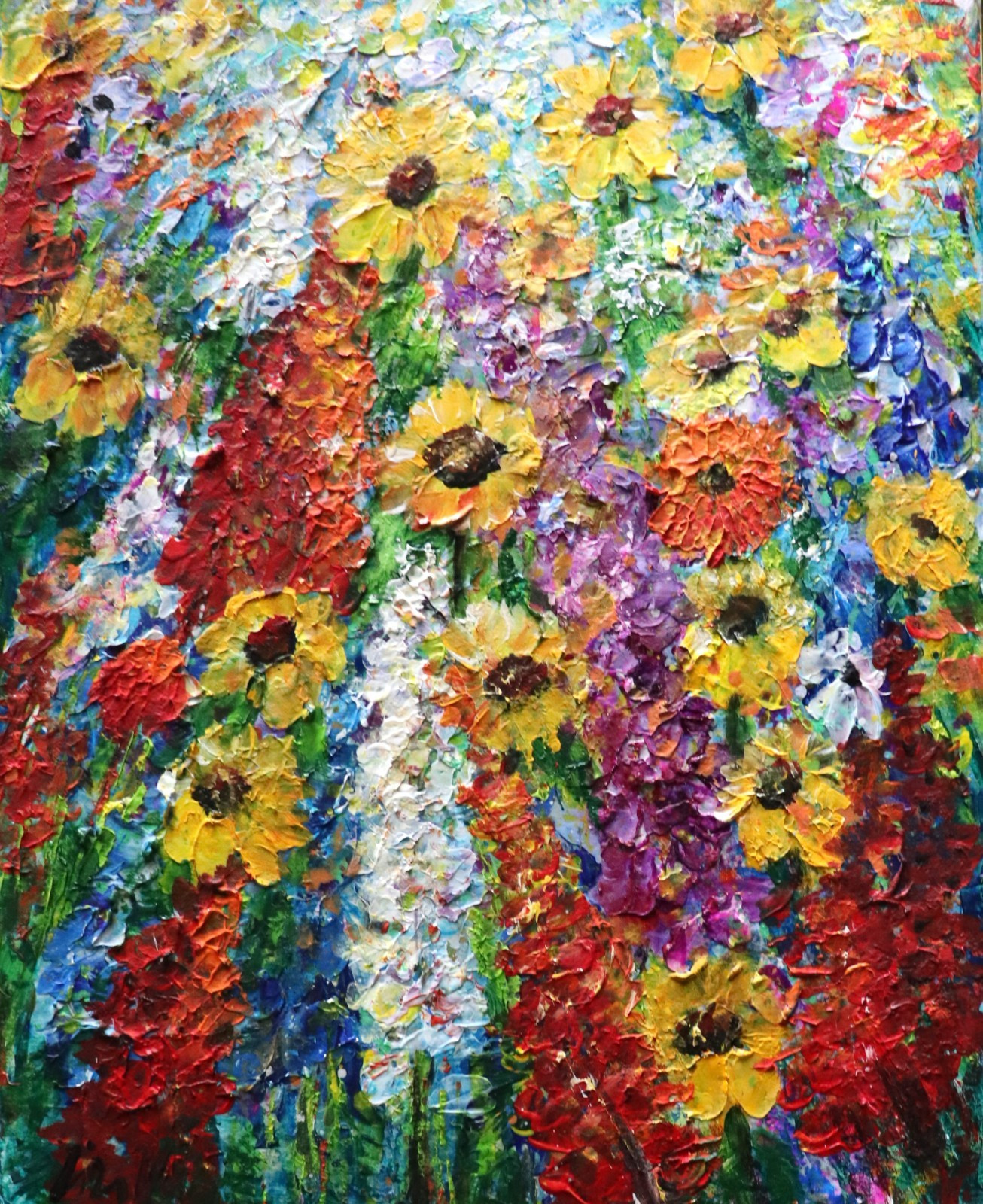 Wildflower Meadow Painting 16x20 Original Textured Floral Wall Art