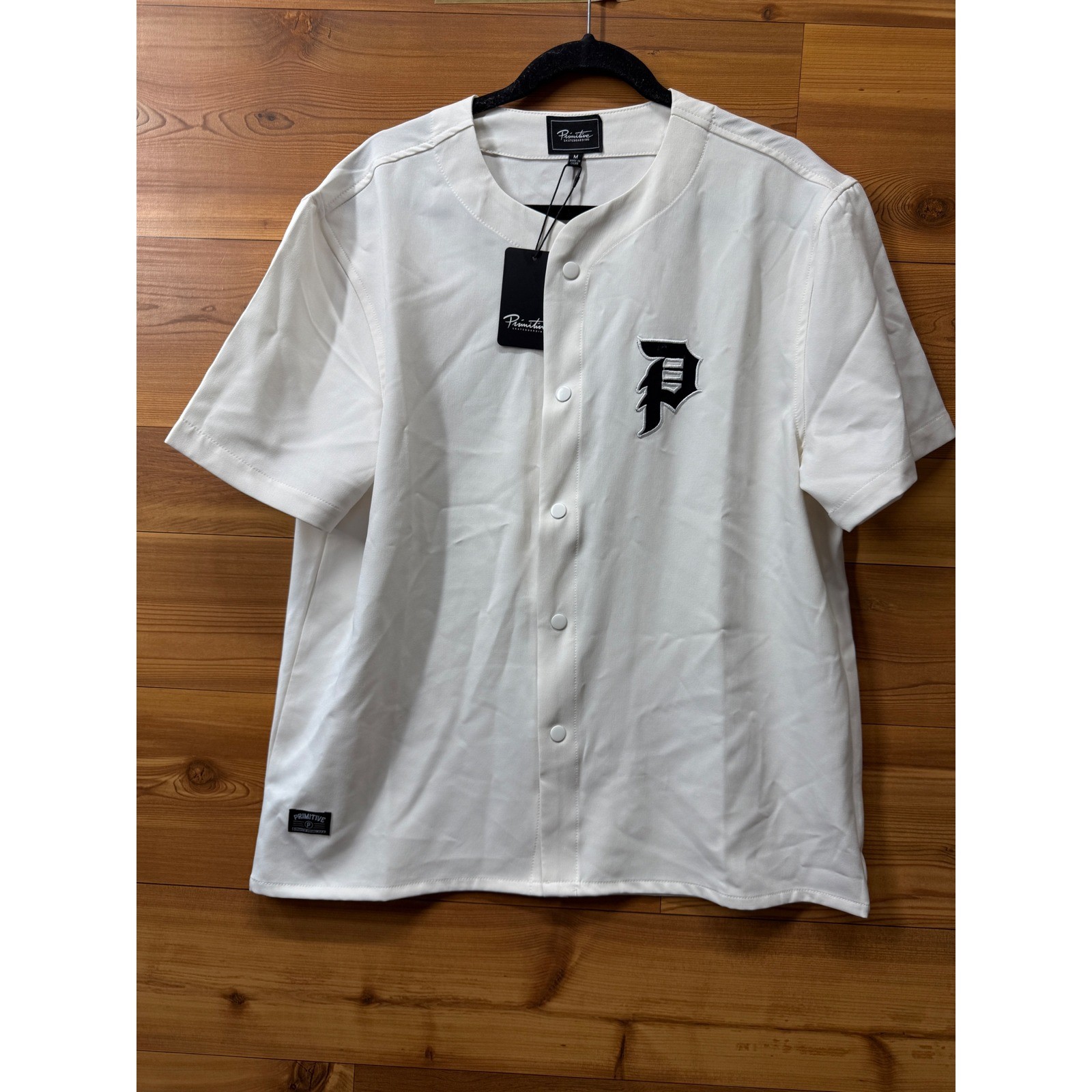 Primitive Skateboarding Mens Baseball Jersey Off White Logo TB20042 Medium NWT