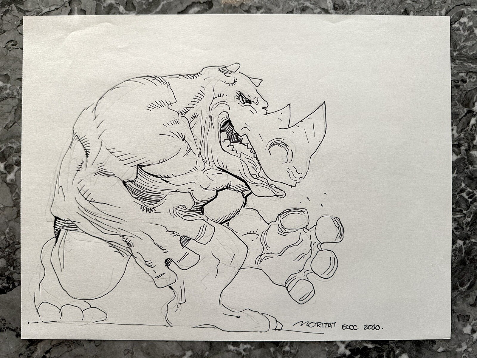 Elephantmen Obadiah Horn Original Comic Art Signed by MORITAT(J Norman) 9”x12”