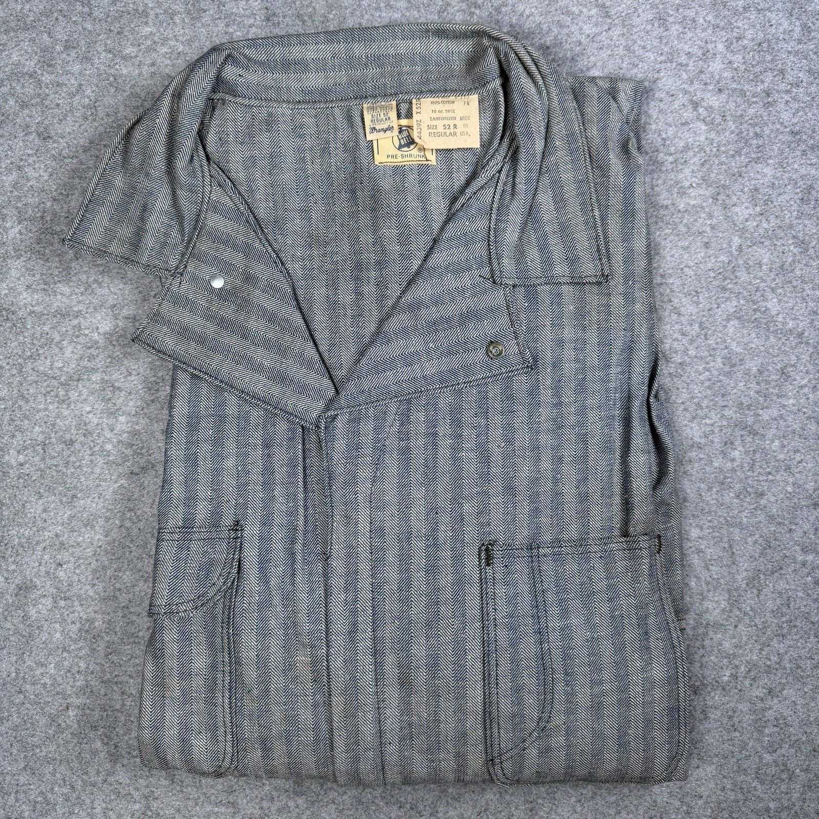 Vintage 50s Blue Bell Wrangler Coveralls Herringbone Sanforized Size 52 R NOS