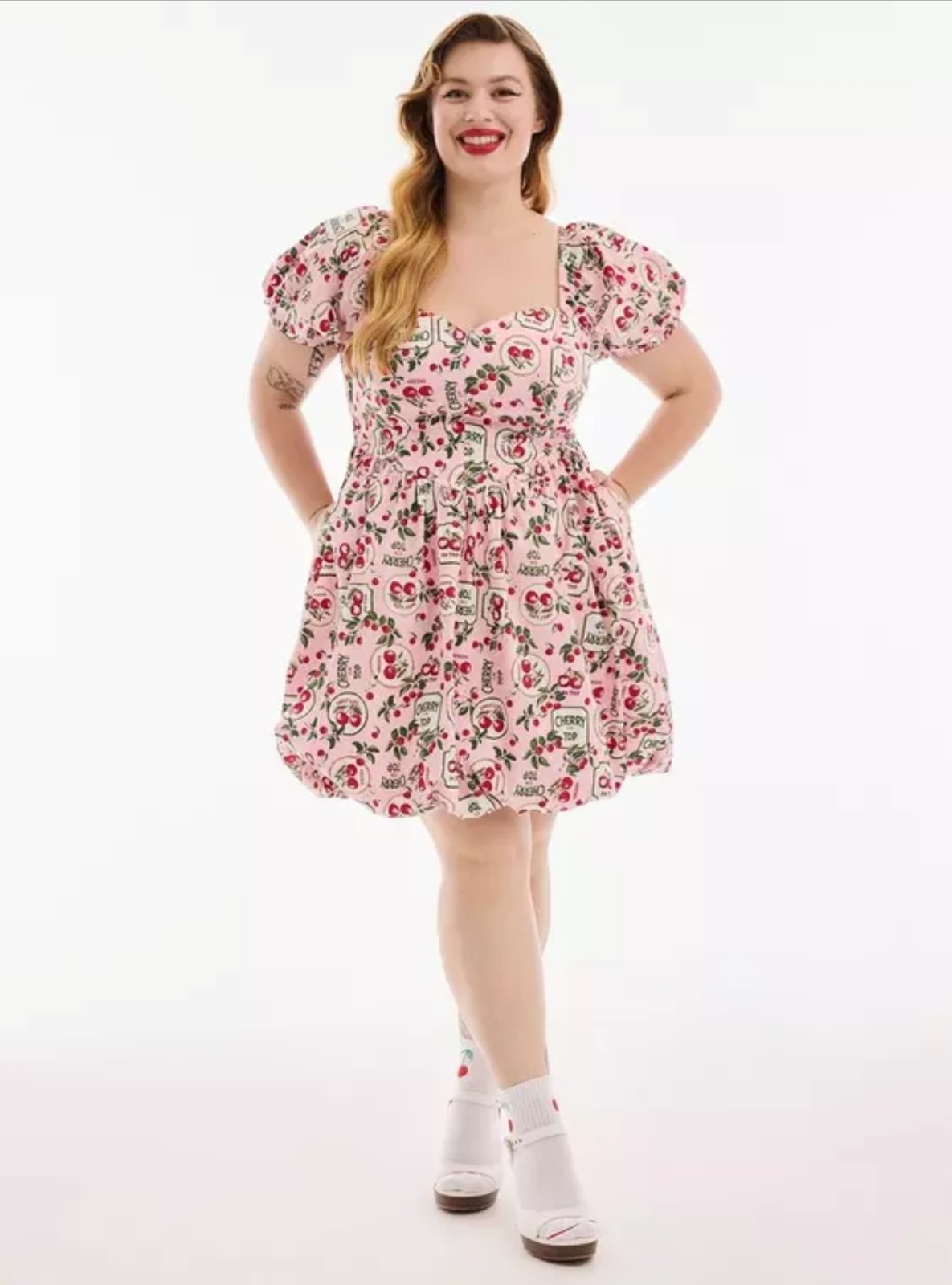 NWT Torrid 6 Retro Chic Cherry On Top Bubble Hem Mini Dress, Pink & Sexy 6X 30