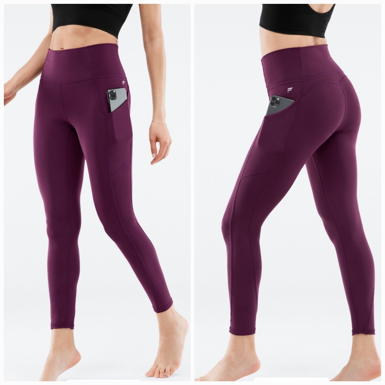 Fabletics Pureluxe Oasis High Waisted Tight Leggings Pockets Purple Medium