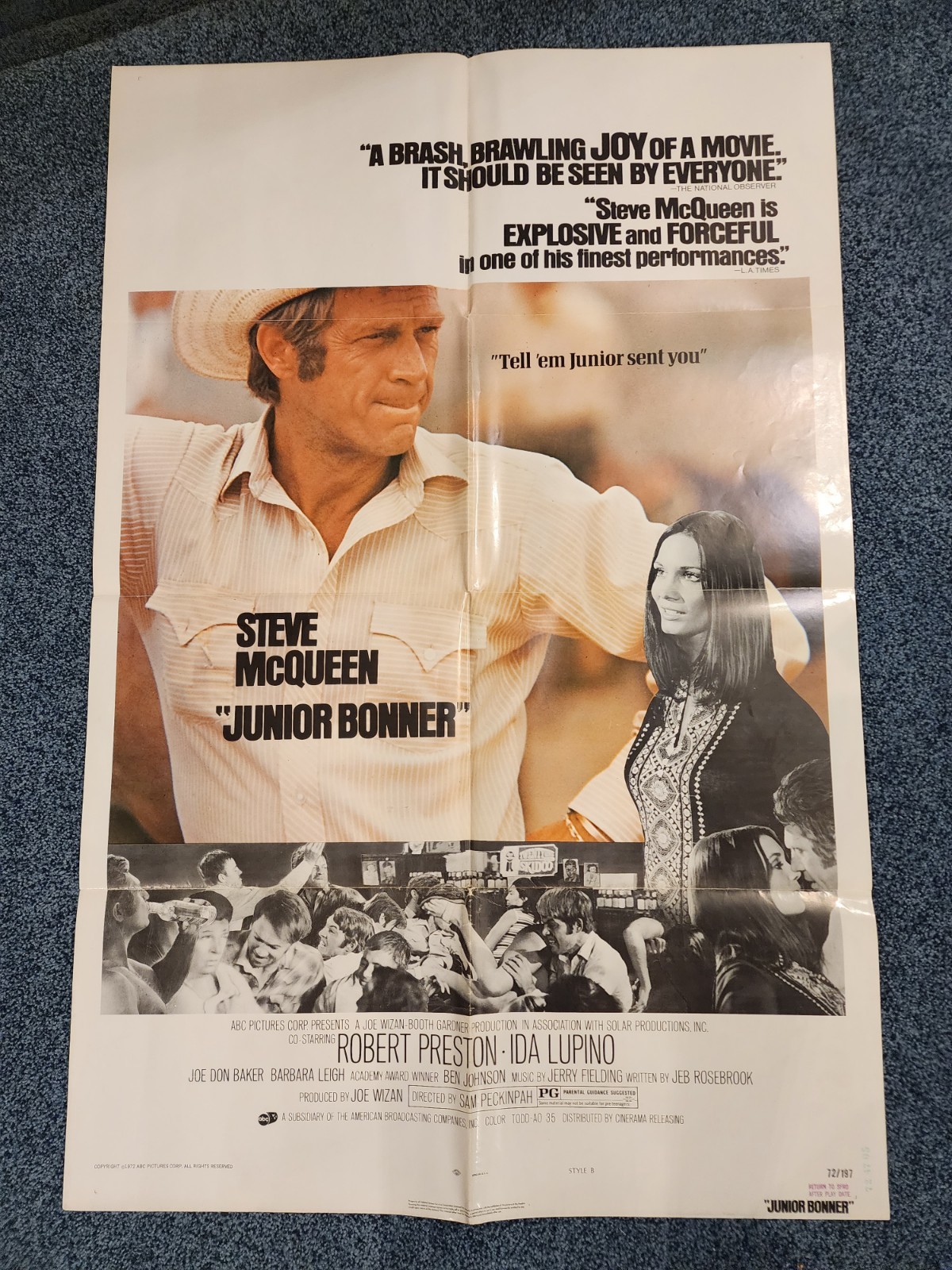 JUNIOR BONNER (STEVE McQUEEN) 1972 Vintage One sheet 41\