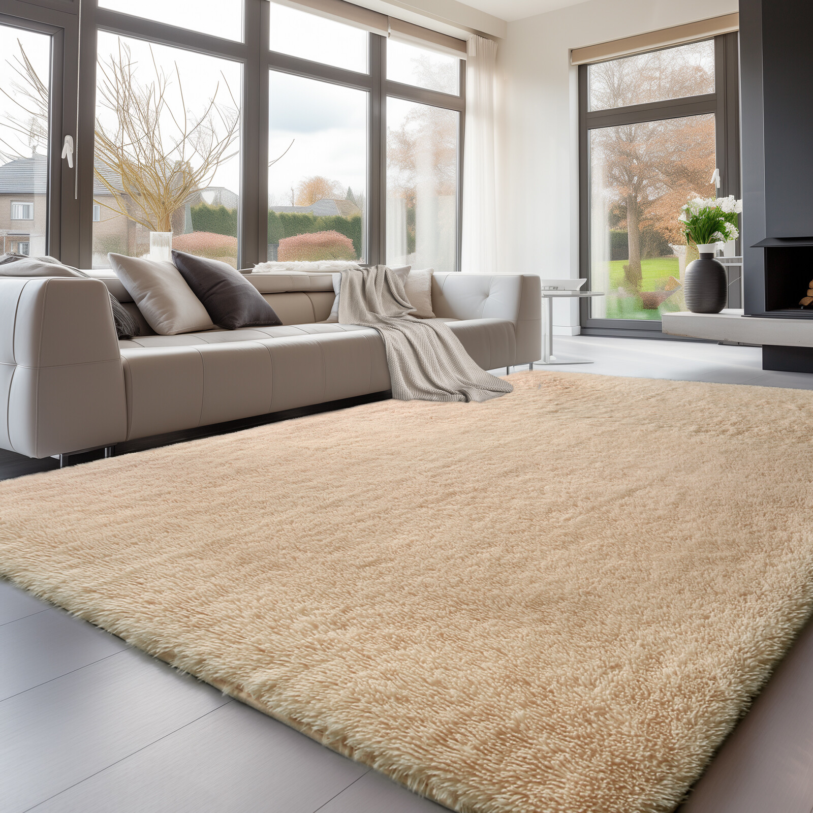 Soft Plush Shaggy Rug – Large Non-Slip Area Carpet for Living Room & Bedroom