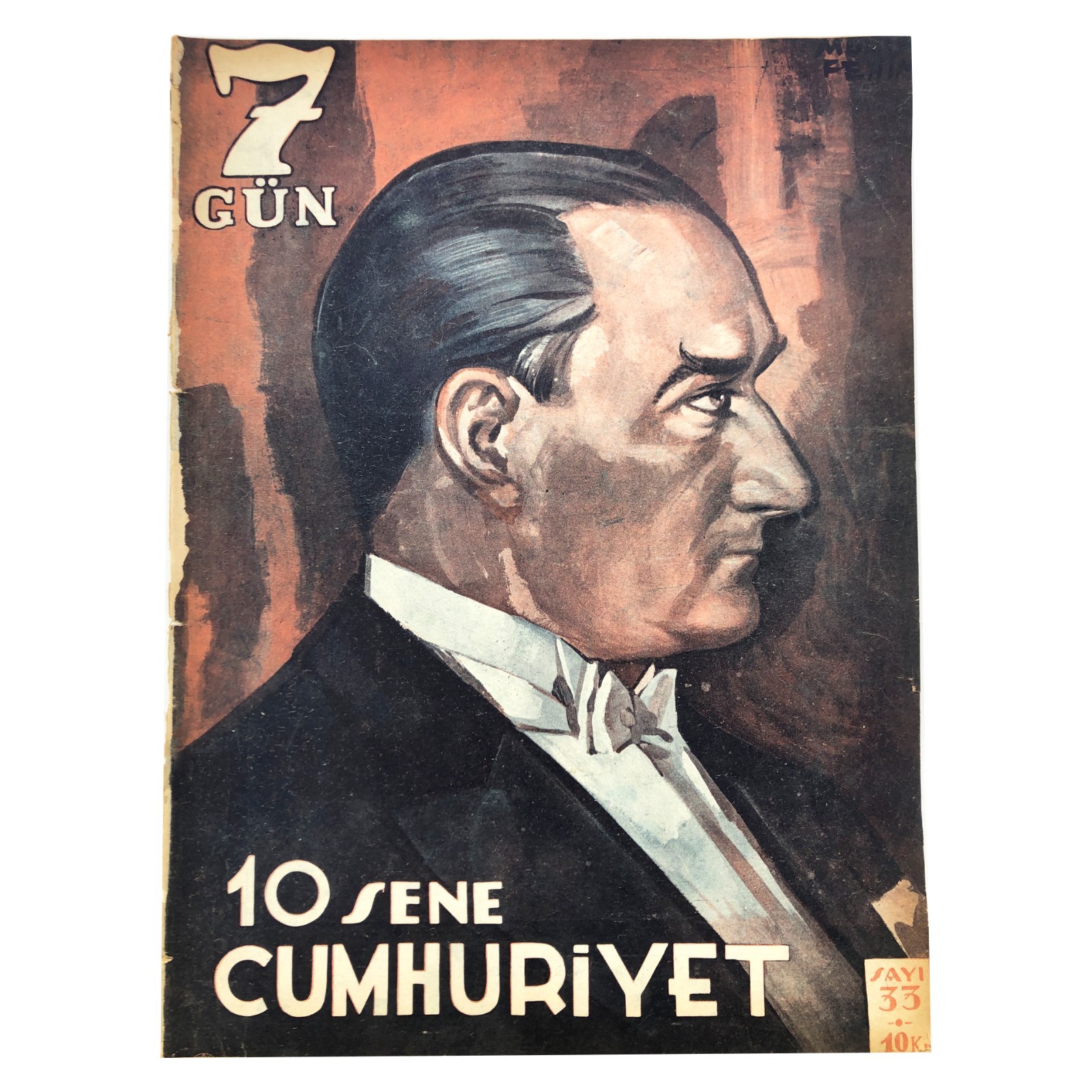 1933 Mustafa Kemal Ataturk Cover 10th Anniversary Turkish Republic Magazine News