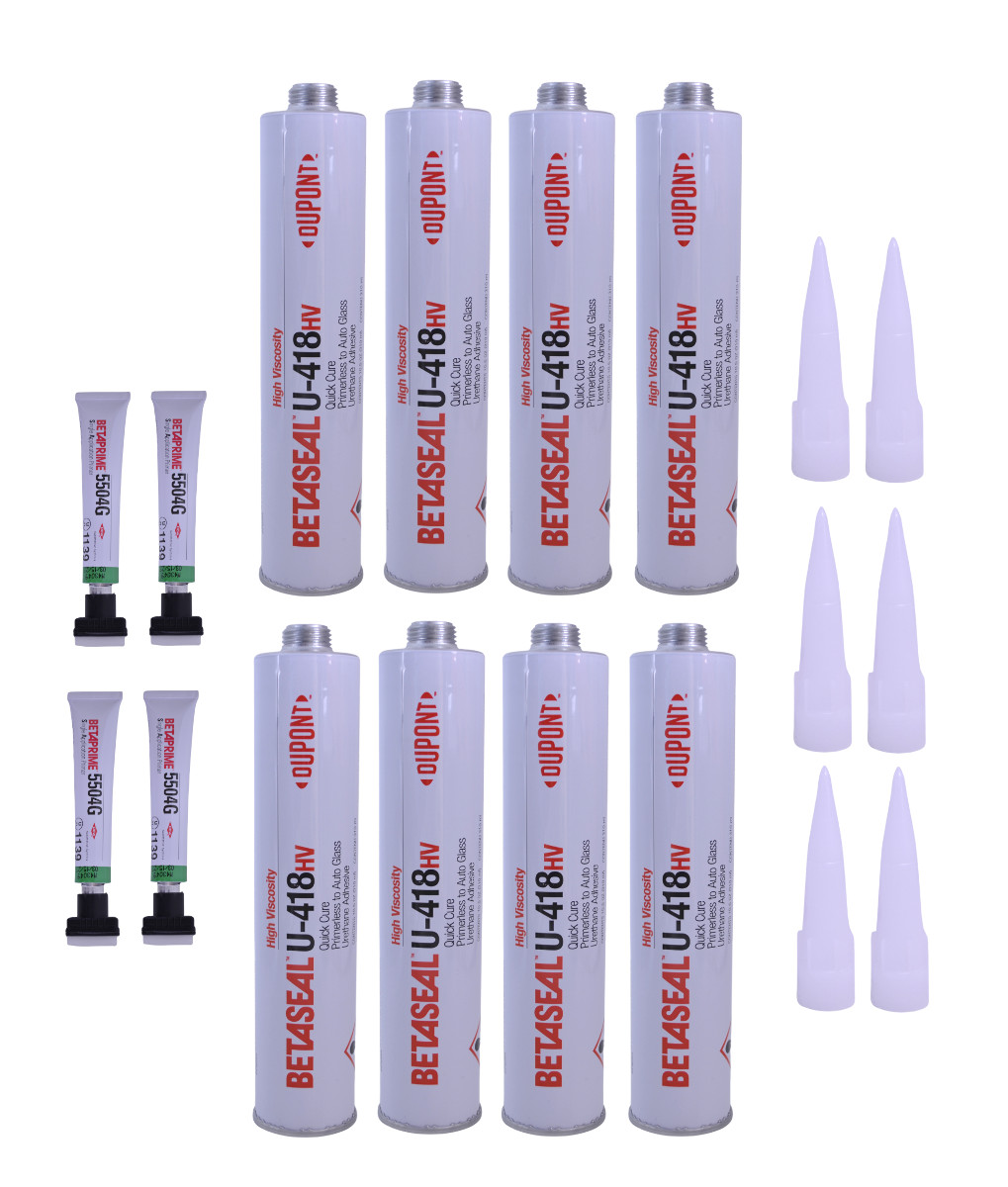 8) U-418HV Dow Auto Glass Primerless Urethane/Adhesive with 4x Single Use Primer