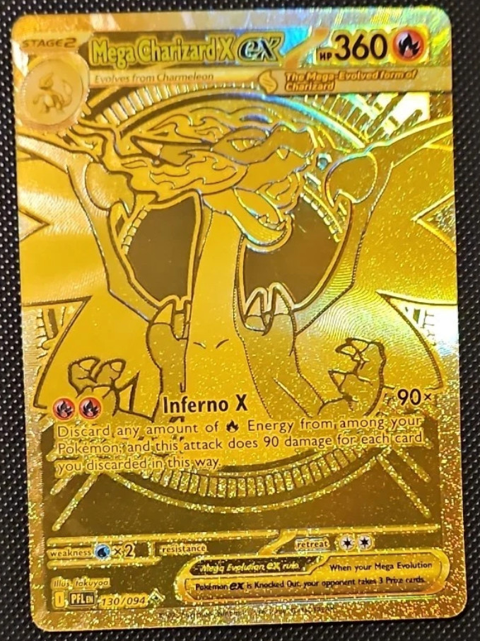 Mega Charizard X EX Gold Hyper Rare 130/094 Phantasmal Flames Pokemon MINT