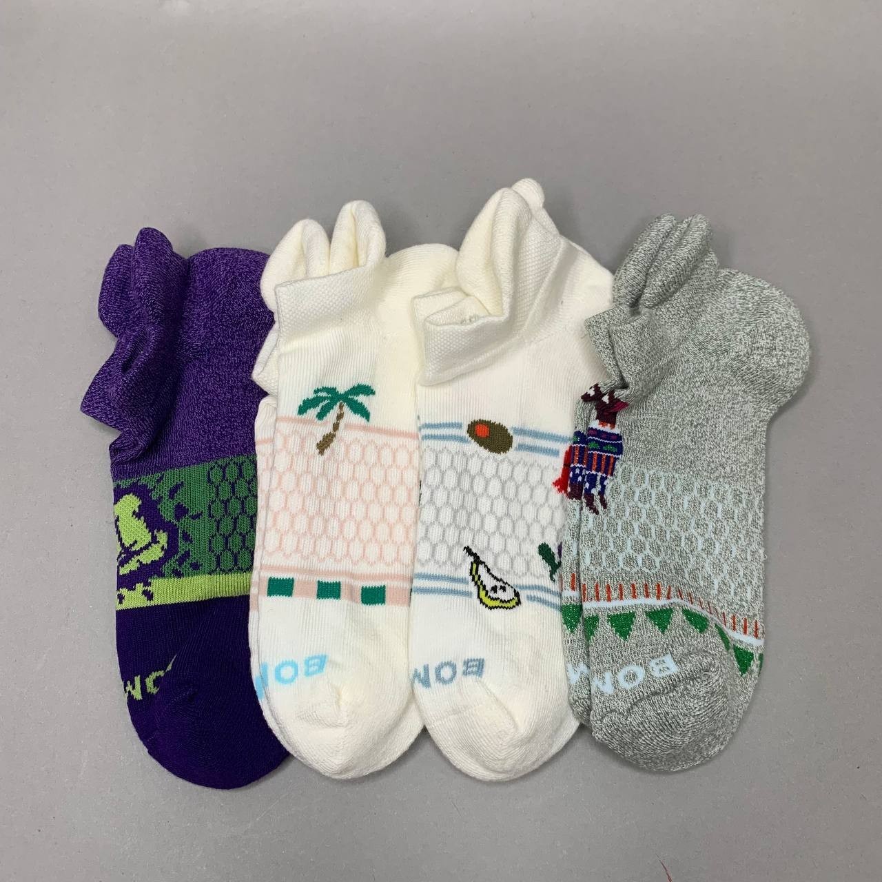 Bombas Women\'s Ankle Socks 4 Pair Pack Multi Color Patterned Size M Medium New