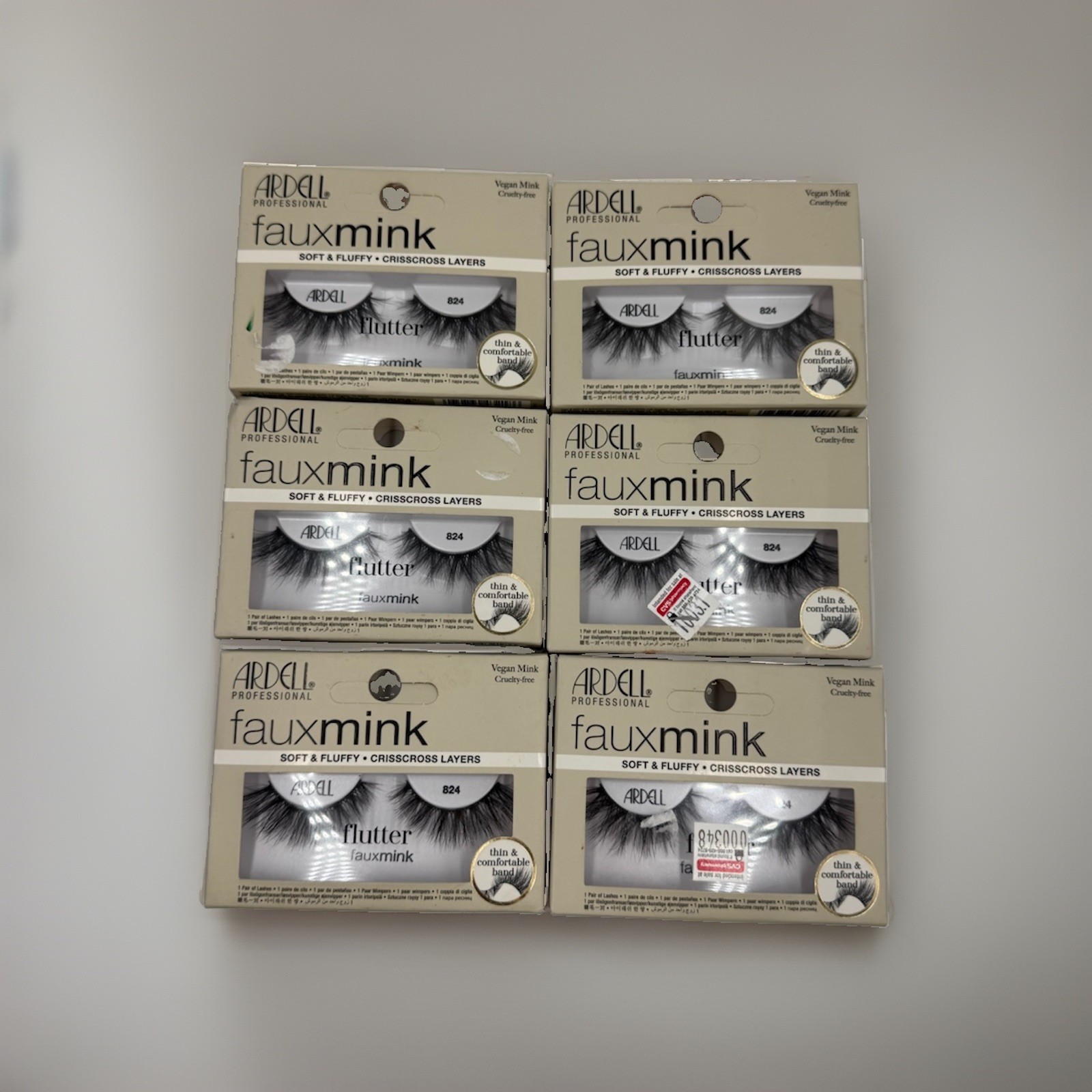 Ardell Faux Mink Flutter 824 False Eyelashes Vegan Cruelty Free Lot of 6 NEW