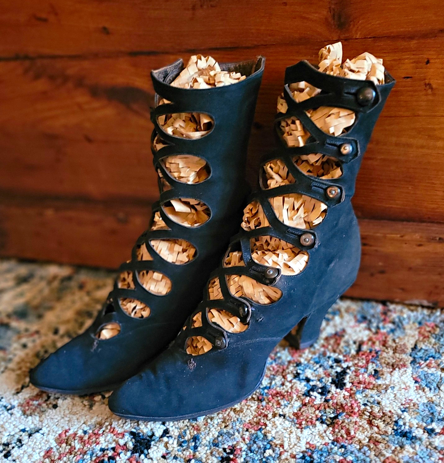 Rare Antique 1910s Edwardian Black Suede Women\'s Boots Size 3.5. Amazing