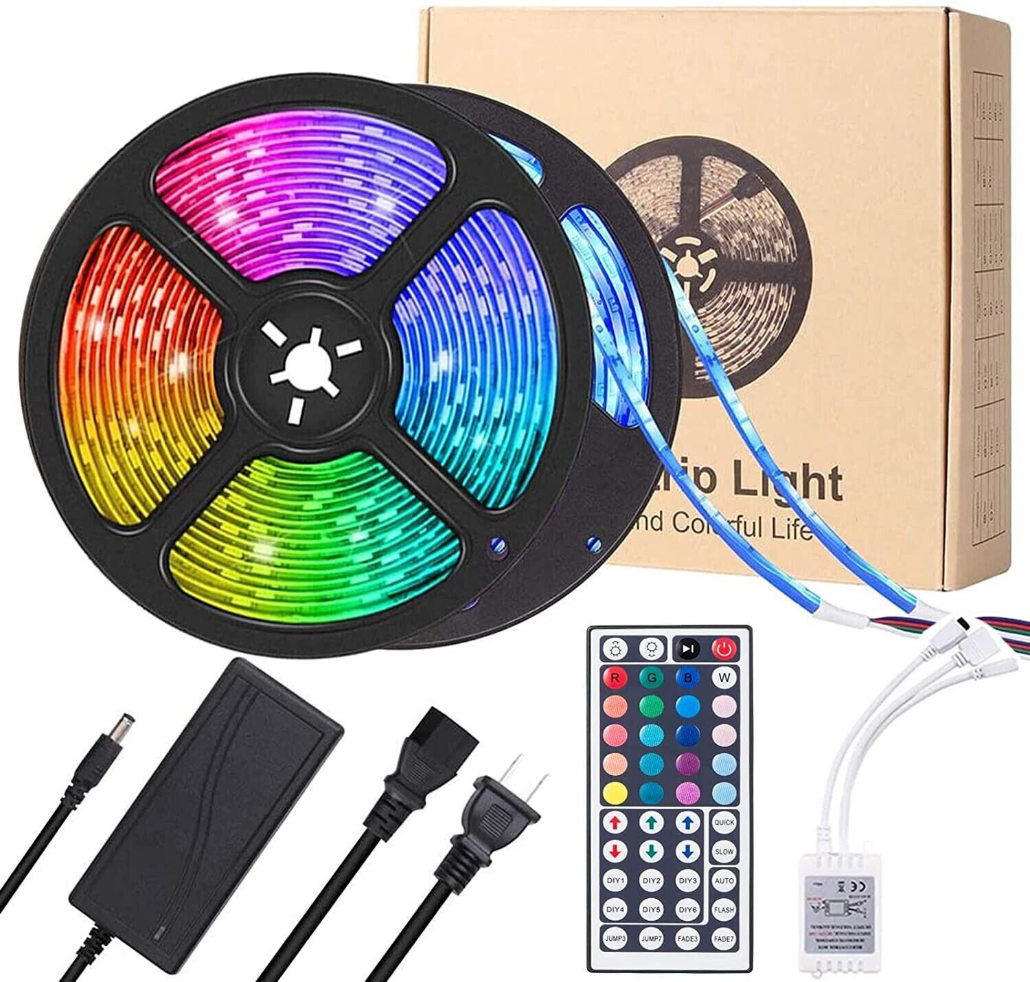 32ft LED Strip Lights Remote Control Bedroom Waterproof for Indoor Outdoor Use
