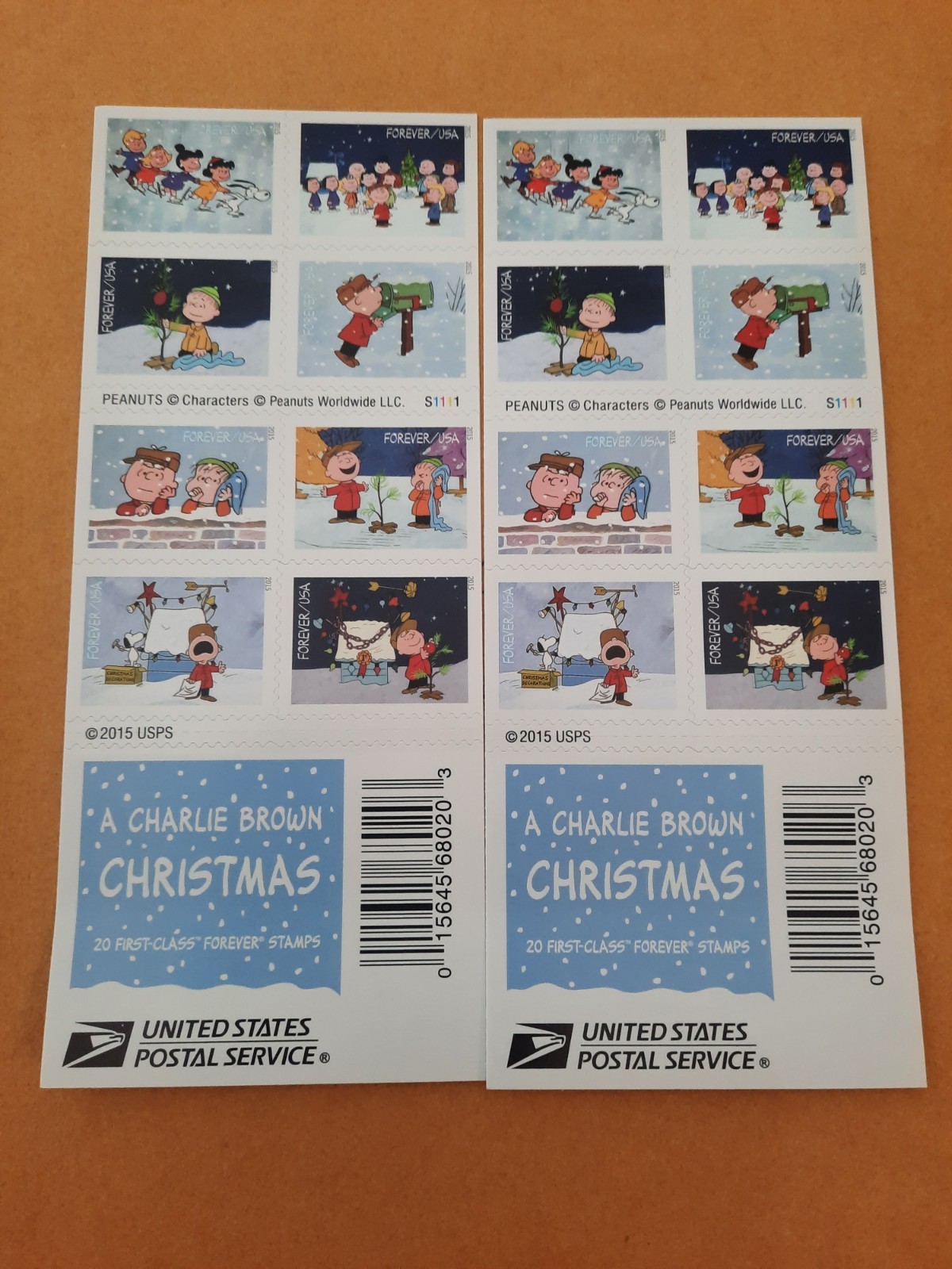 2 CHARLIE BROWN CHRISTMAS  Booklets of 20 Forever Stamps MNH #5030b 