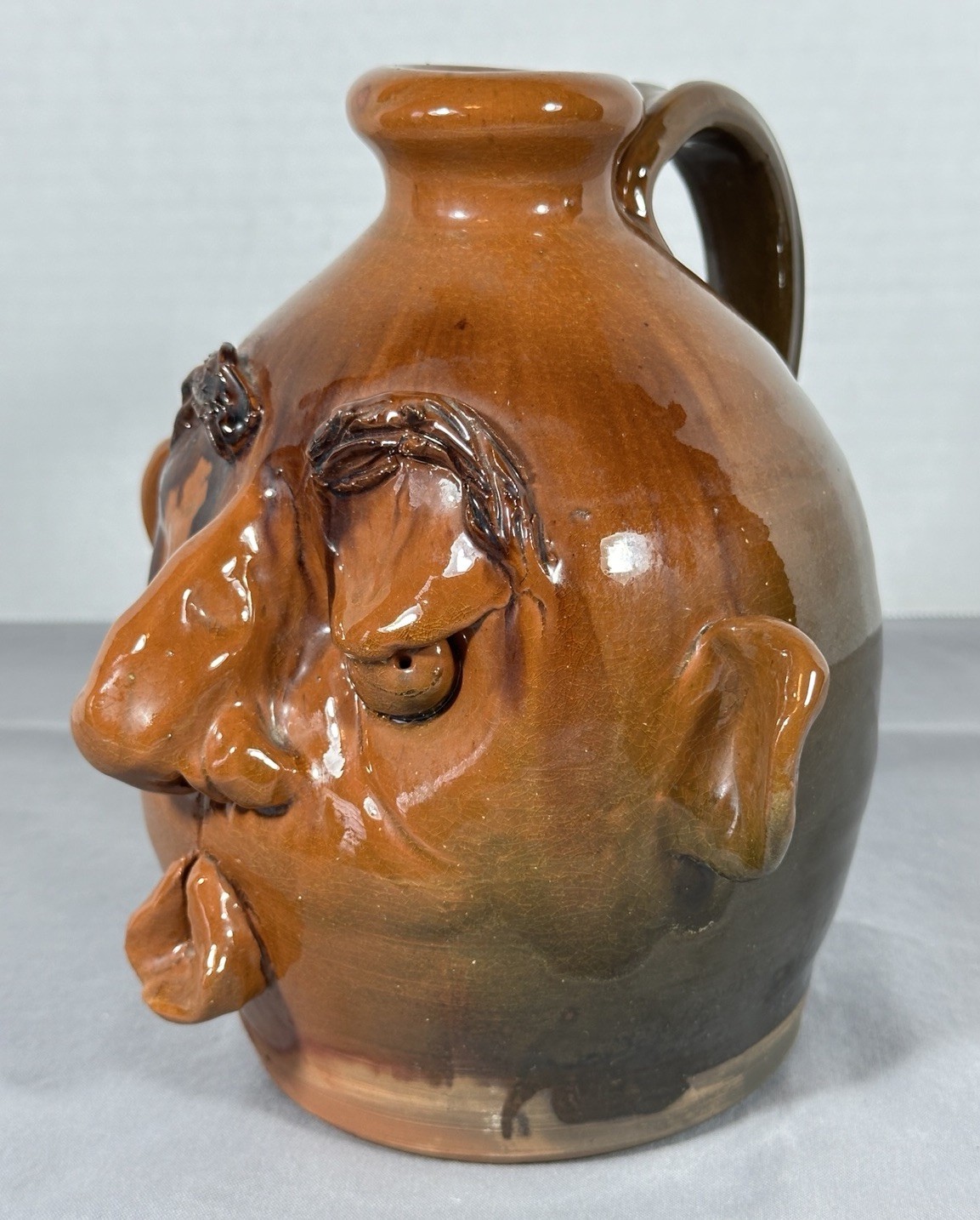 Christopher Woods Turtle Creek Pottery Ugly Face Jug 1997 Wood Fired Ohio Folk