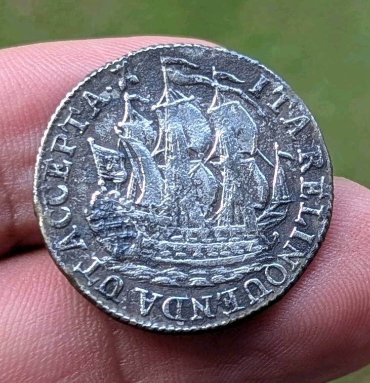 1785 Dutch Netherlands VOC 6 Stuiver Ship Lion Zeeland Silver Coin_b22