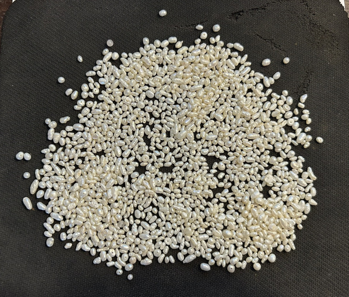 250+ VINTAGE GENUINE FRESHWATER BIWA NATURAL PEARL RICE BAROQUE BEADS  